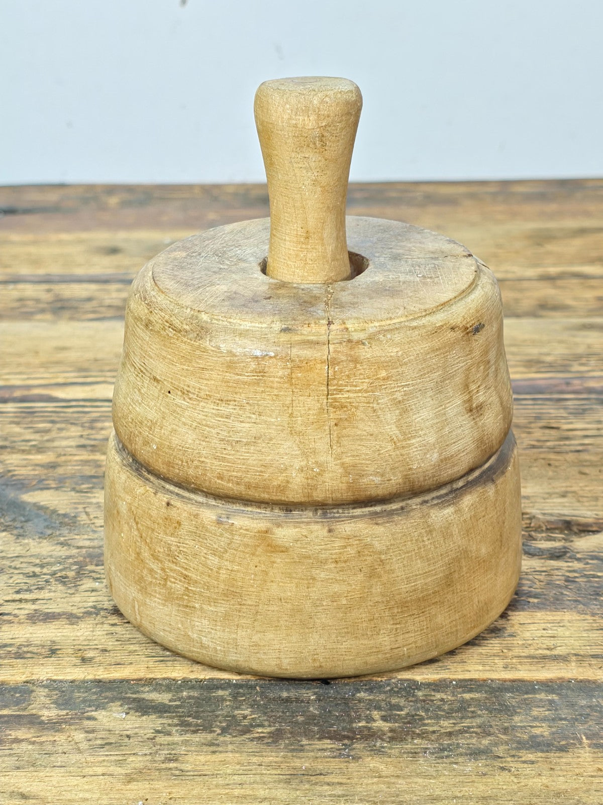 Antique Primitive Wooden Butter Mold | Hand-Carved Floral Design