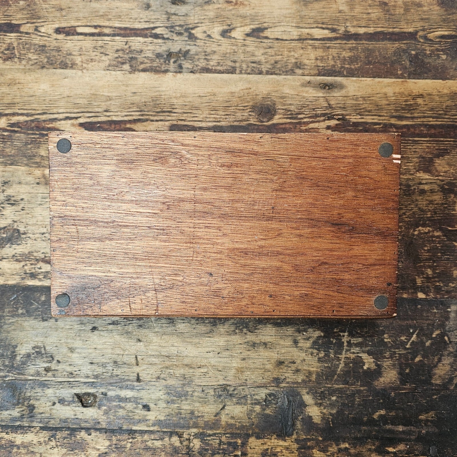 Rustic Wooden Desktop Organizer with Metal Front Panels 11"L x 5.5"D x 6.25"H