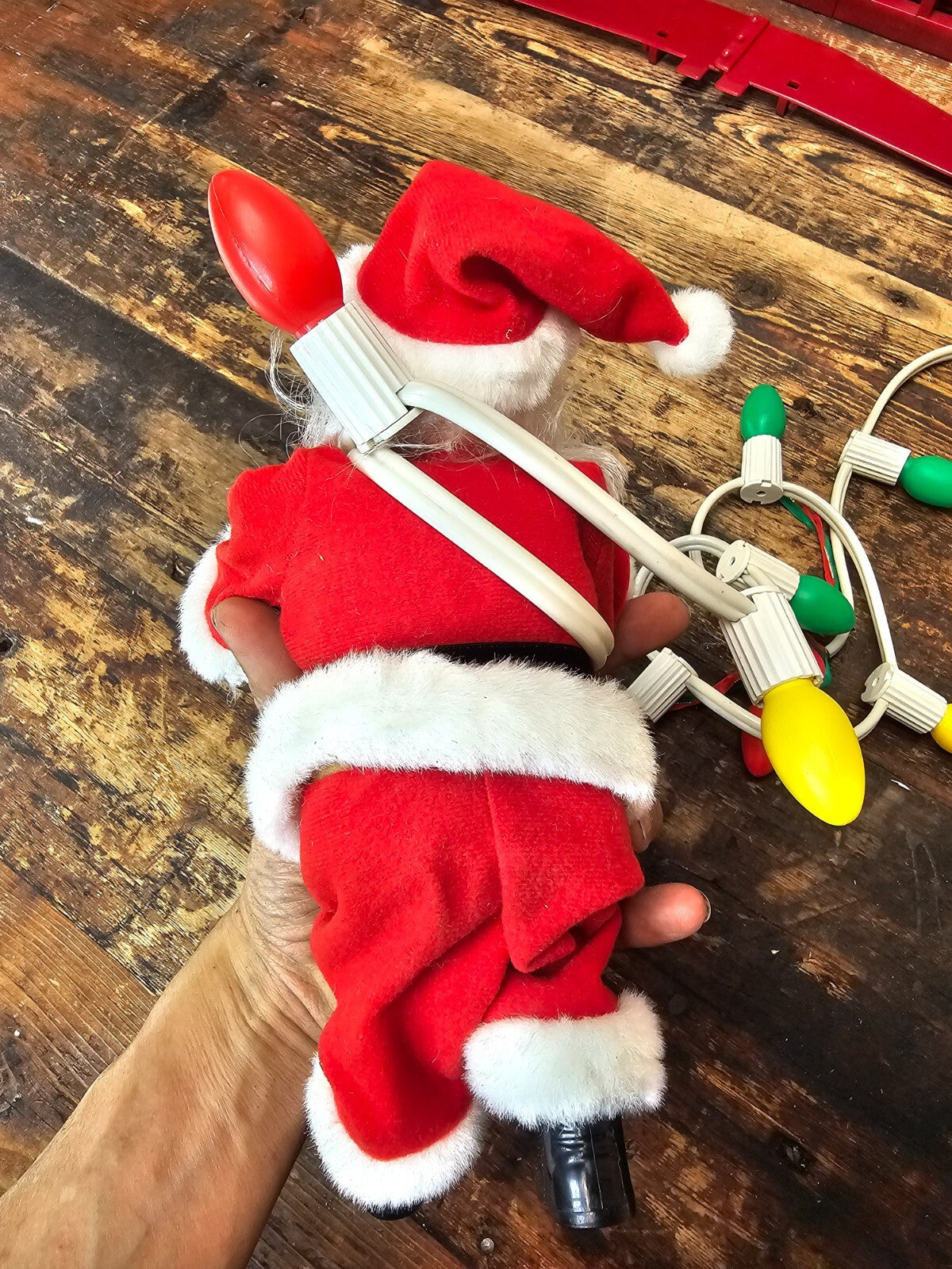 Vintage 1990s Mr Christmas Stepping Santa Ladder Climbing Musical (Works)