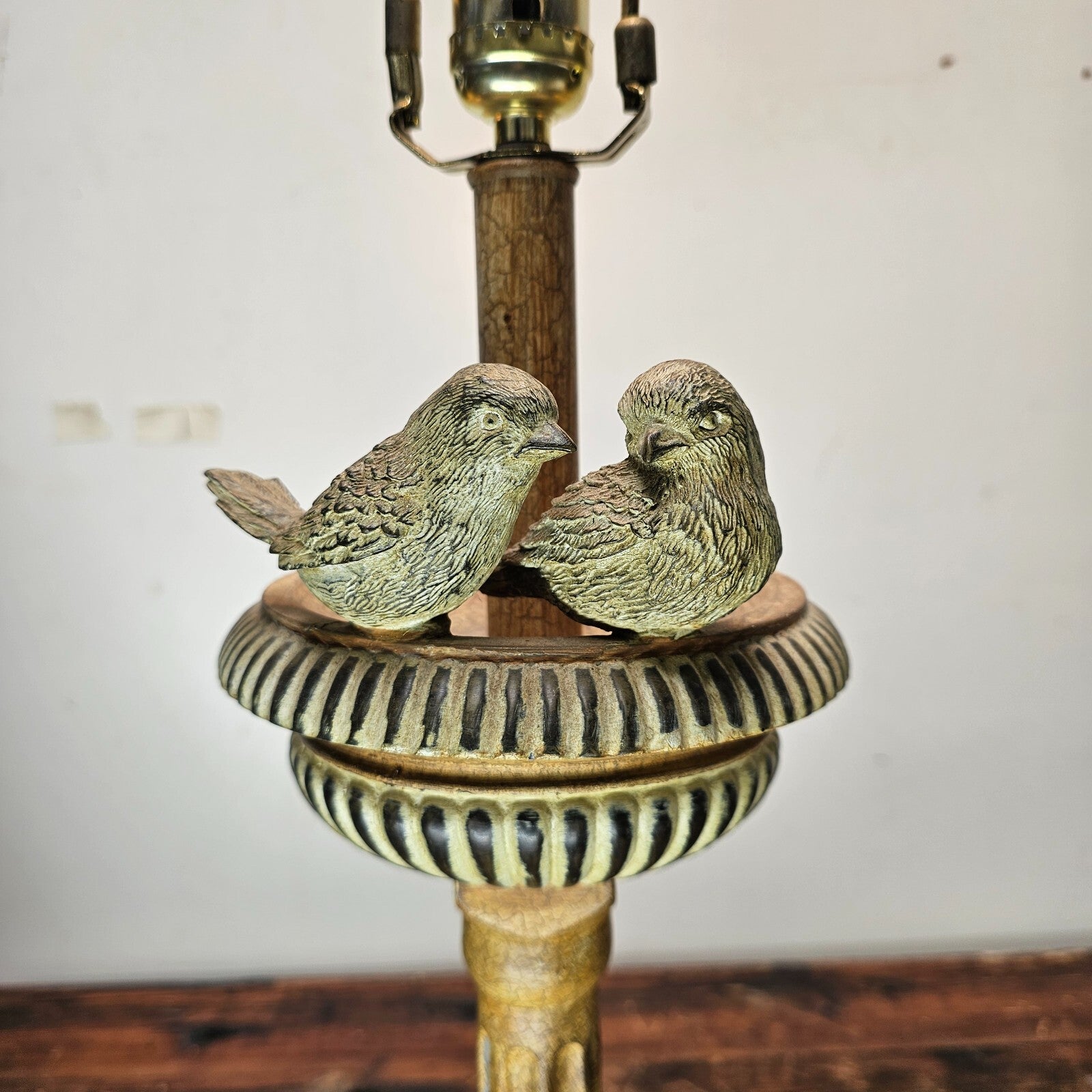 Birds Gathering Tall Lamp With Woven Twig Shade 28.5" H