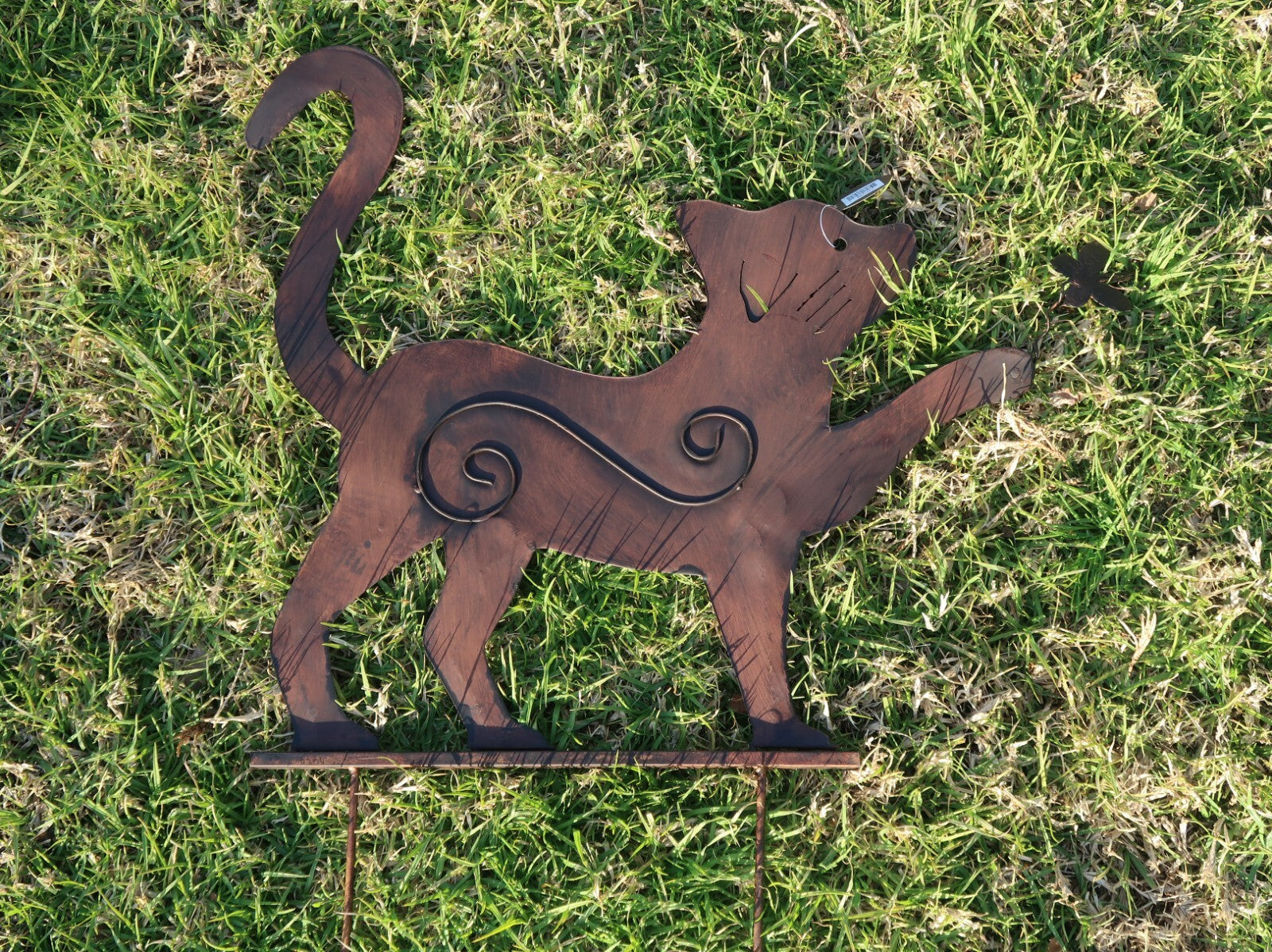 Large Rusty Metal Cats Playing With Butterflies (Set of 2) Free U.S. Shipping