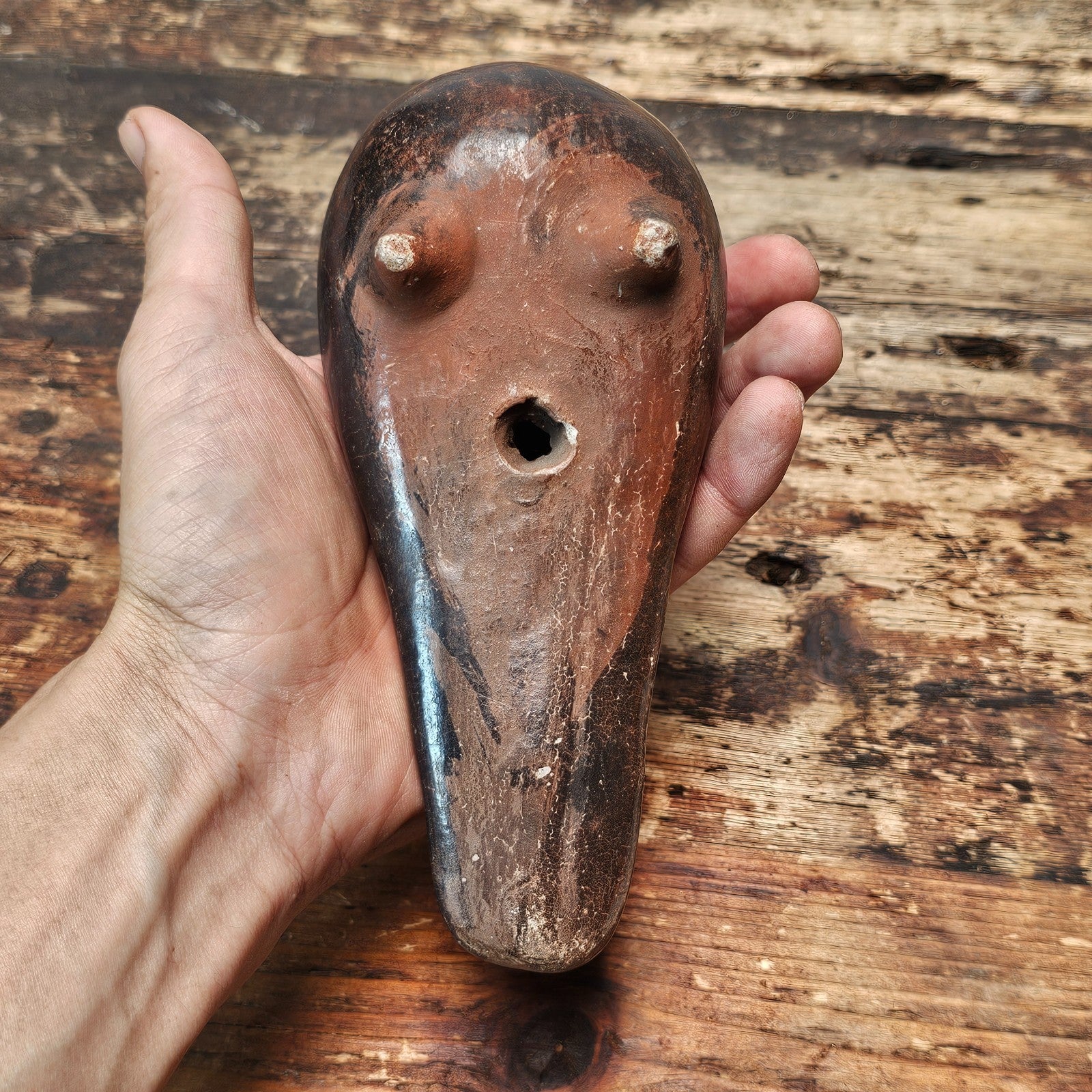 Black Tonalá Sgraffito & Burnished Pottery Bird | Jalisco, Mexico Folk Art 8"L