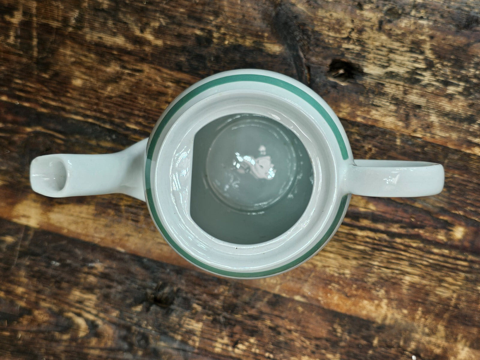 Arabia Suomi Finland Green Band Ribbons White Demitasse Cup & Saucer + Teapot