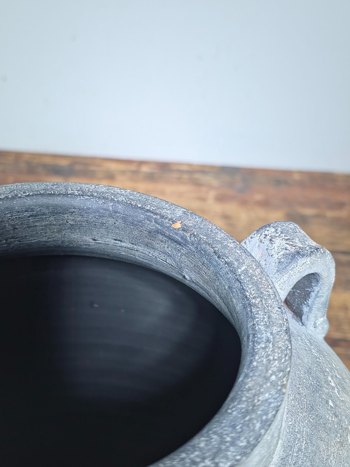 Large 13" Charcoal Terracotta Clay Pot – Amphora Style 4-Handle Garden Planter
