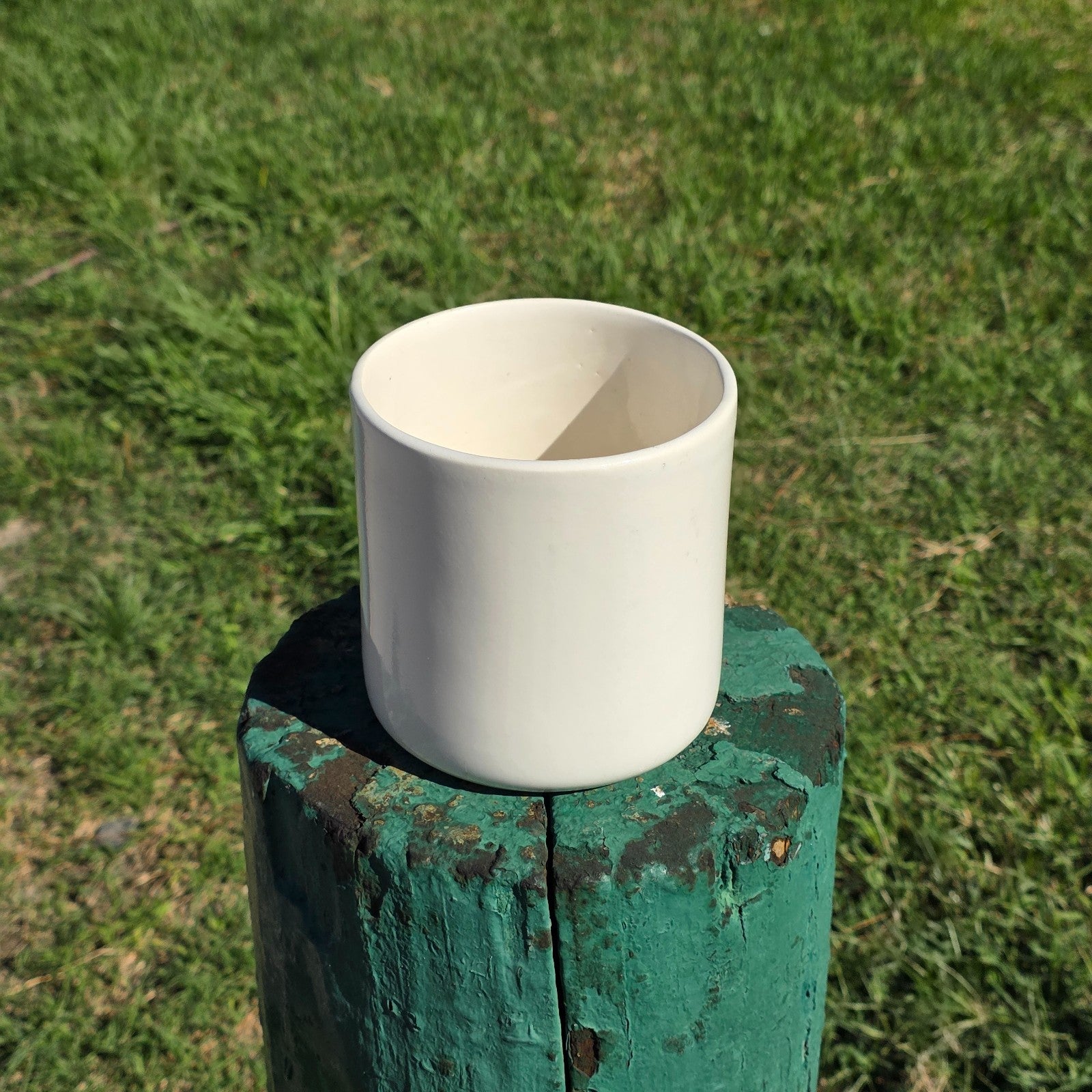 Minimalist White Ceramic Cylinder Planter, 5.25-Inch Pot