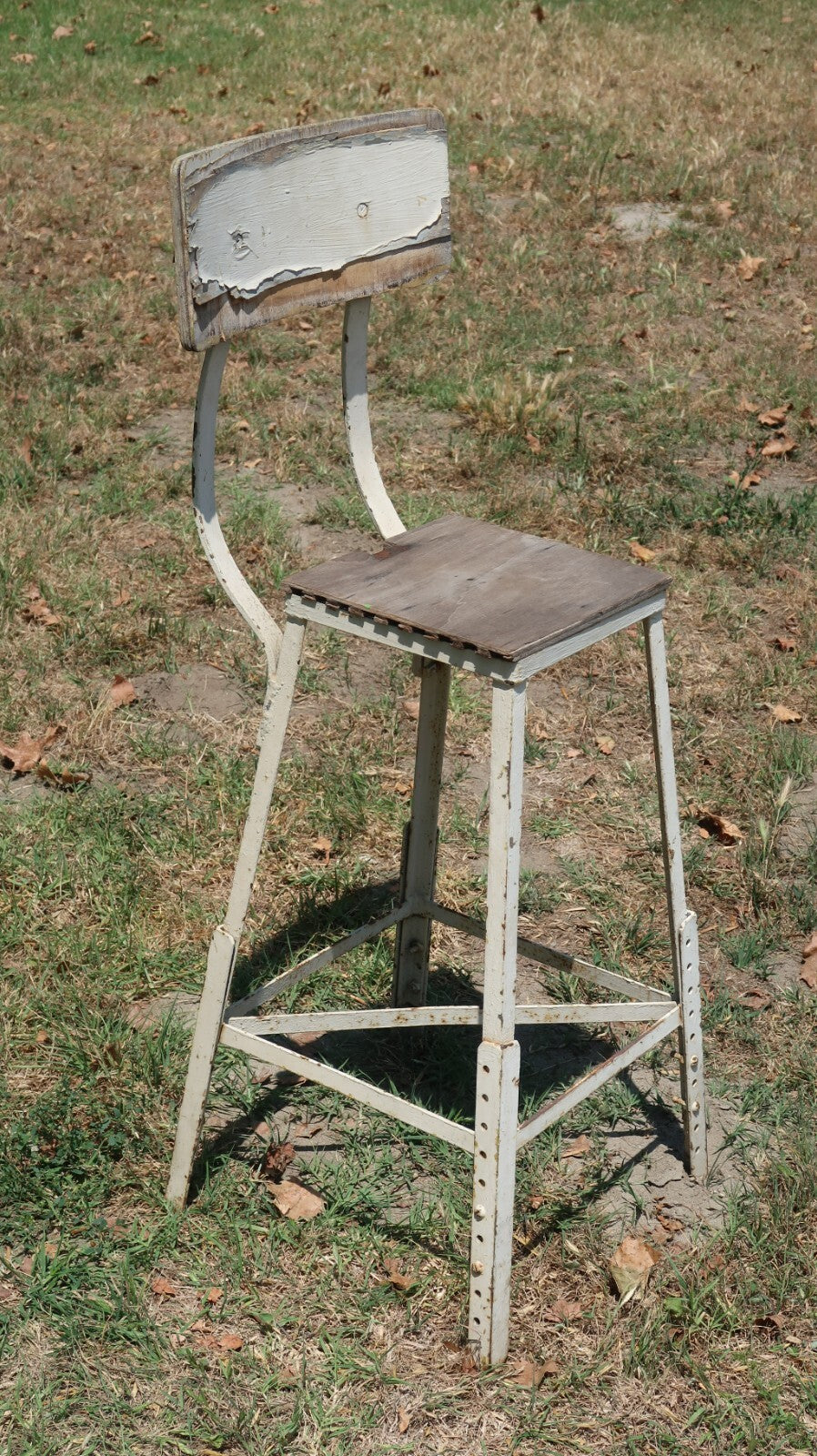 Vintage Angle Steel Stool Industrial Stool Plant Stand Weathered