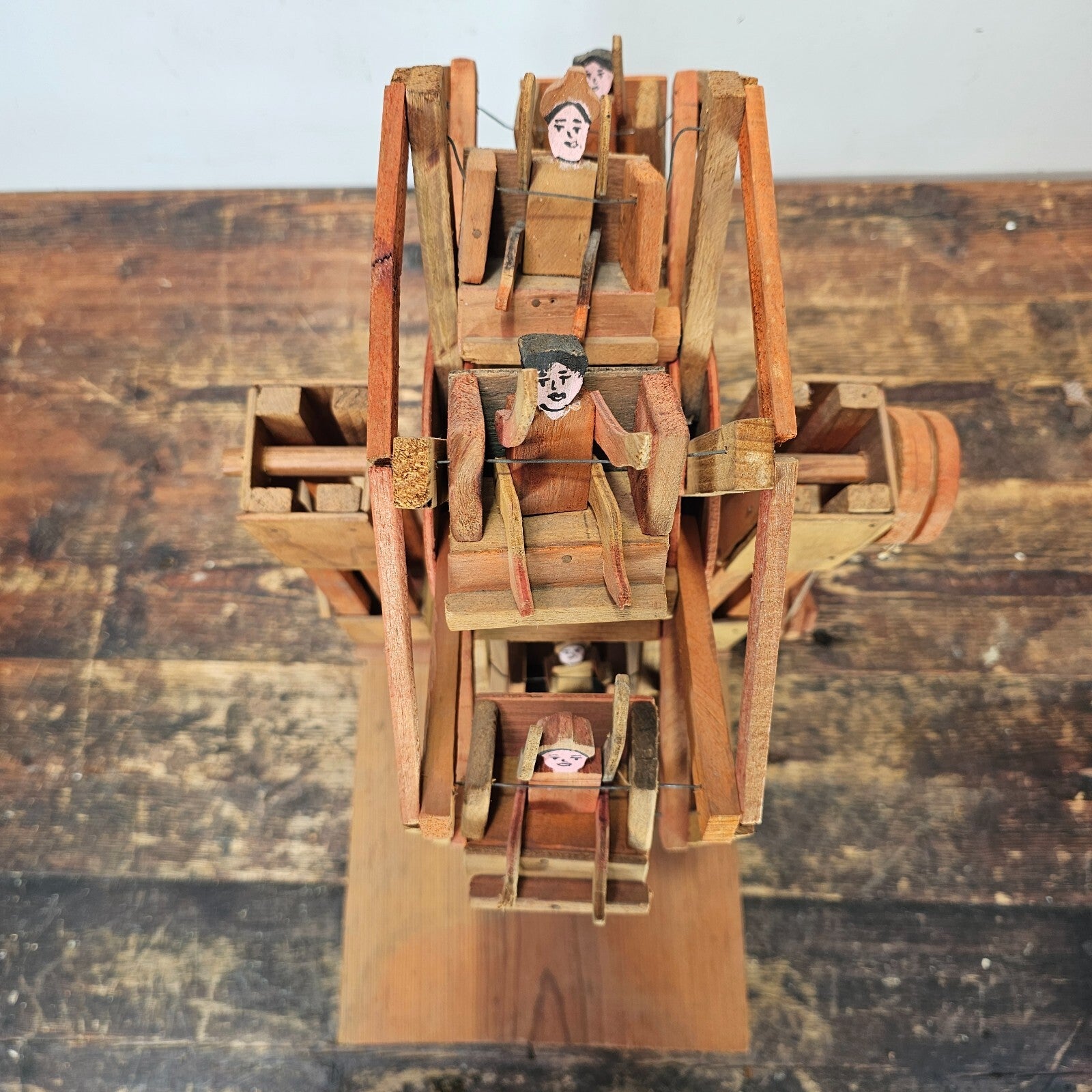 Vintage Mexican Folk Art Wooden Ferris Wheel