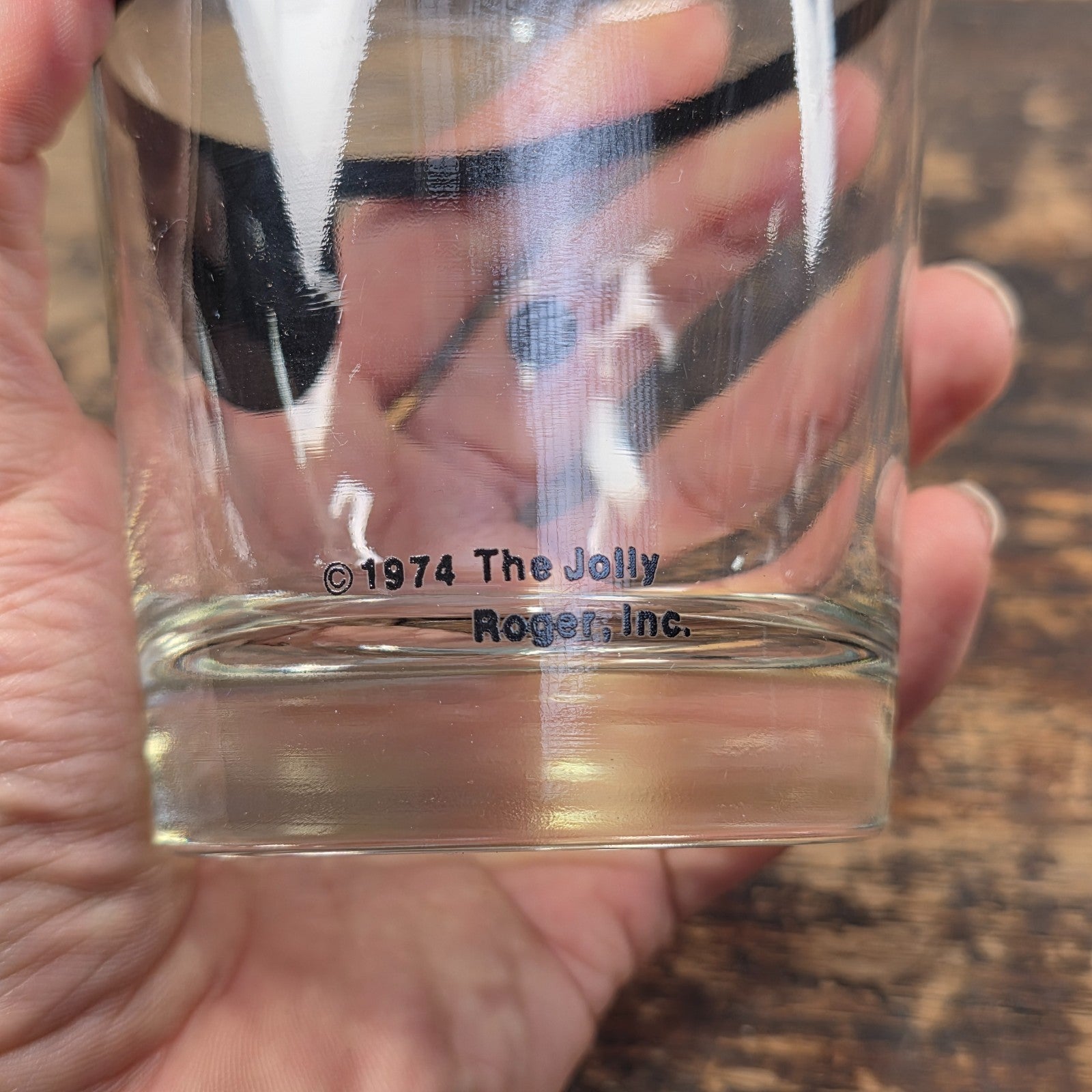 1974 The Jolly Roger Pirate Rocks Glass by Libbey Vintage Barware USA