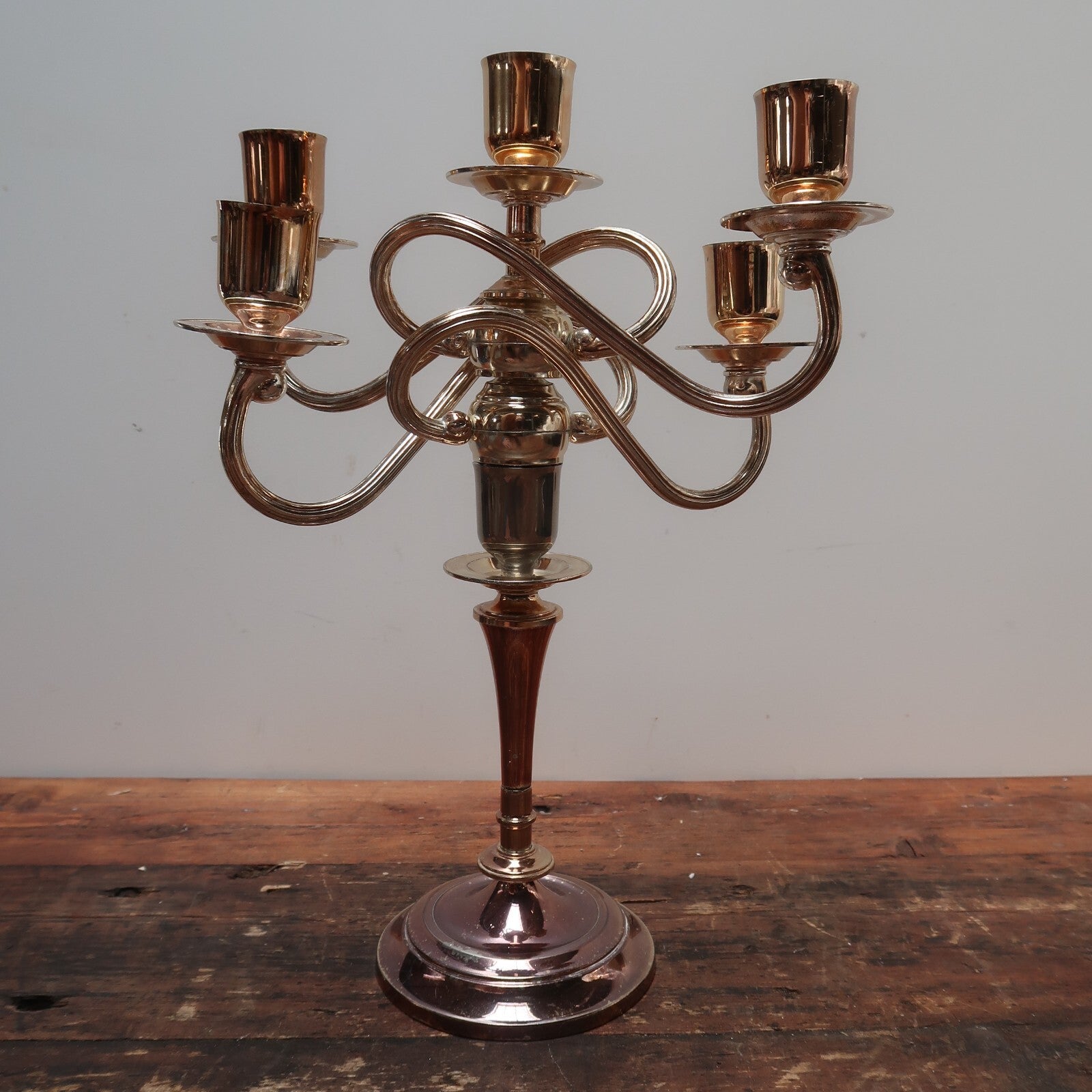 5 Candle Metal Candelabra Candle Holder Stand Chrome H 13"