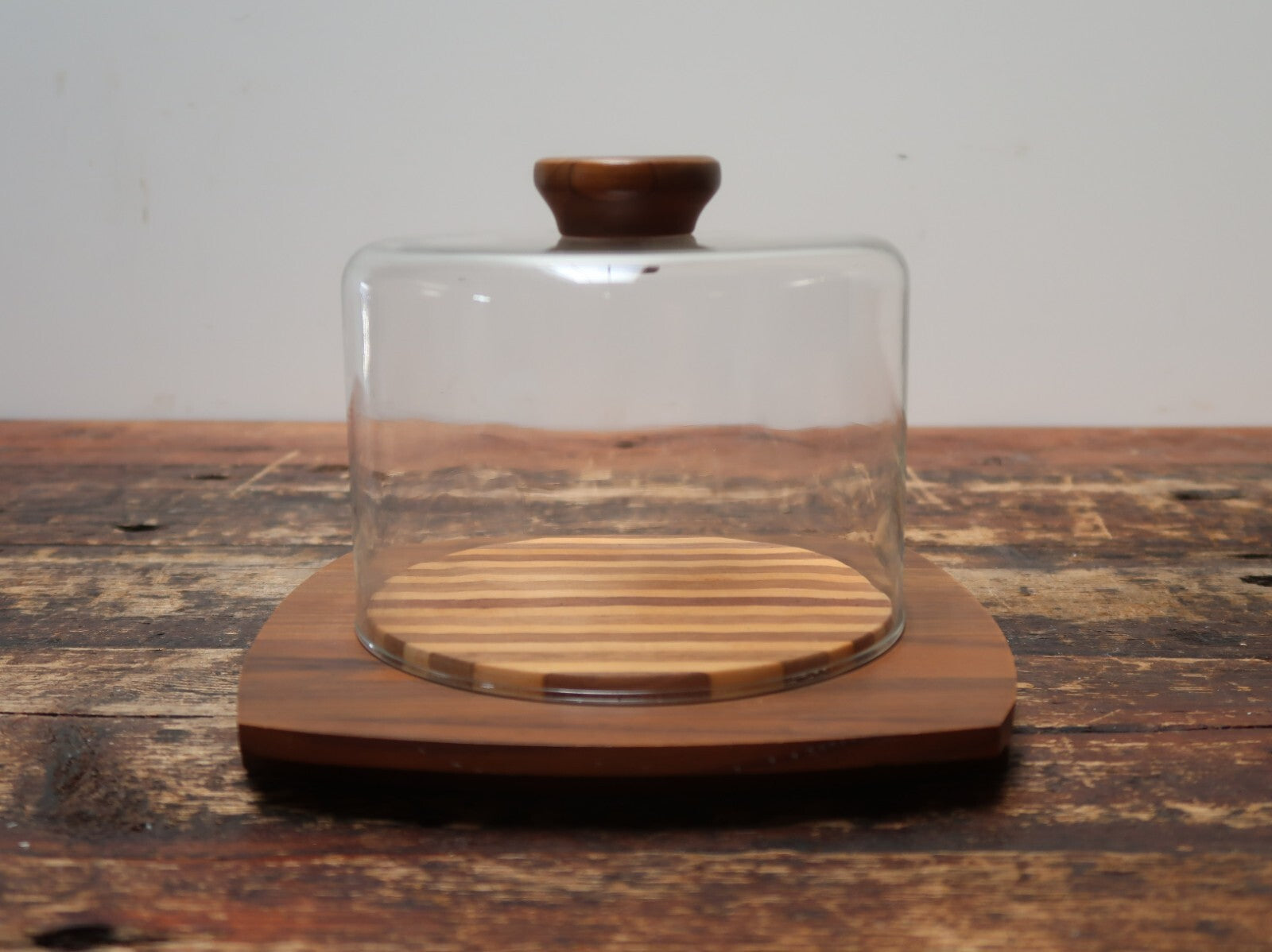 Kustom Kraft Cheese Board Tray With Glass Dome Solid Black Walnut Made In USA