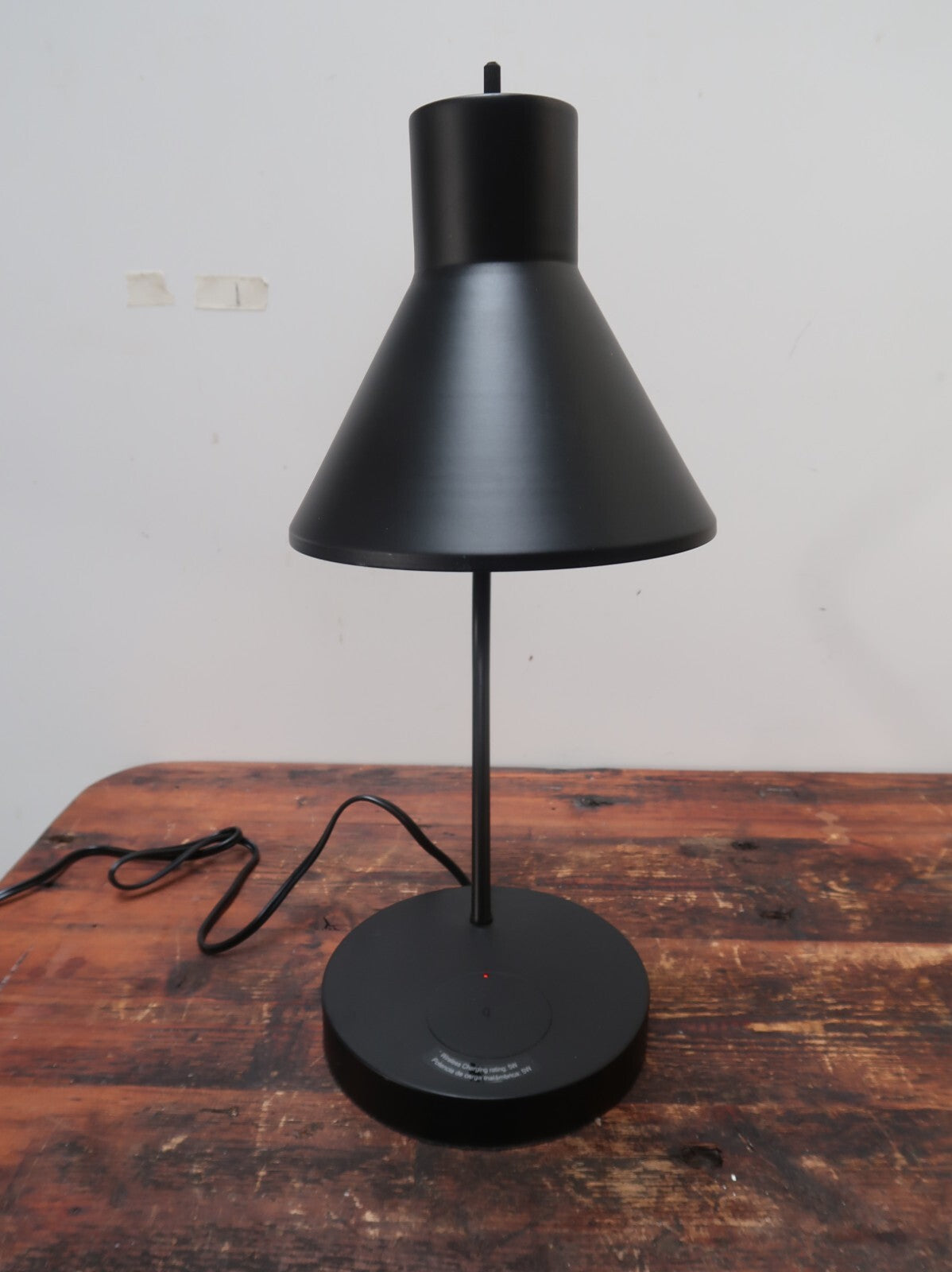 Black Task Lamp with Wireless and USB Charging Station