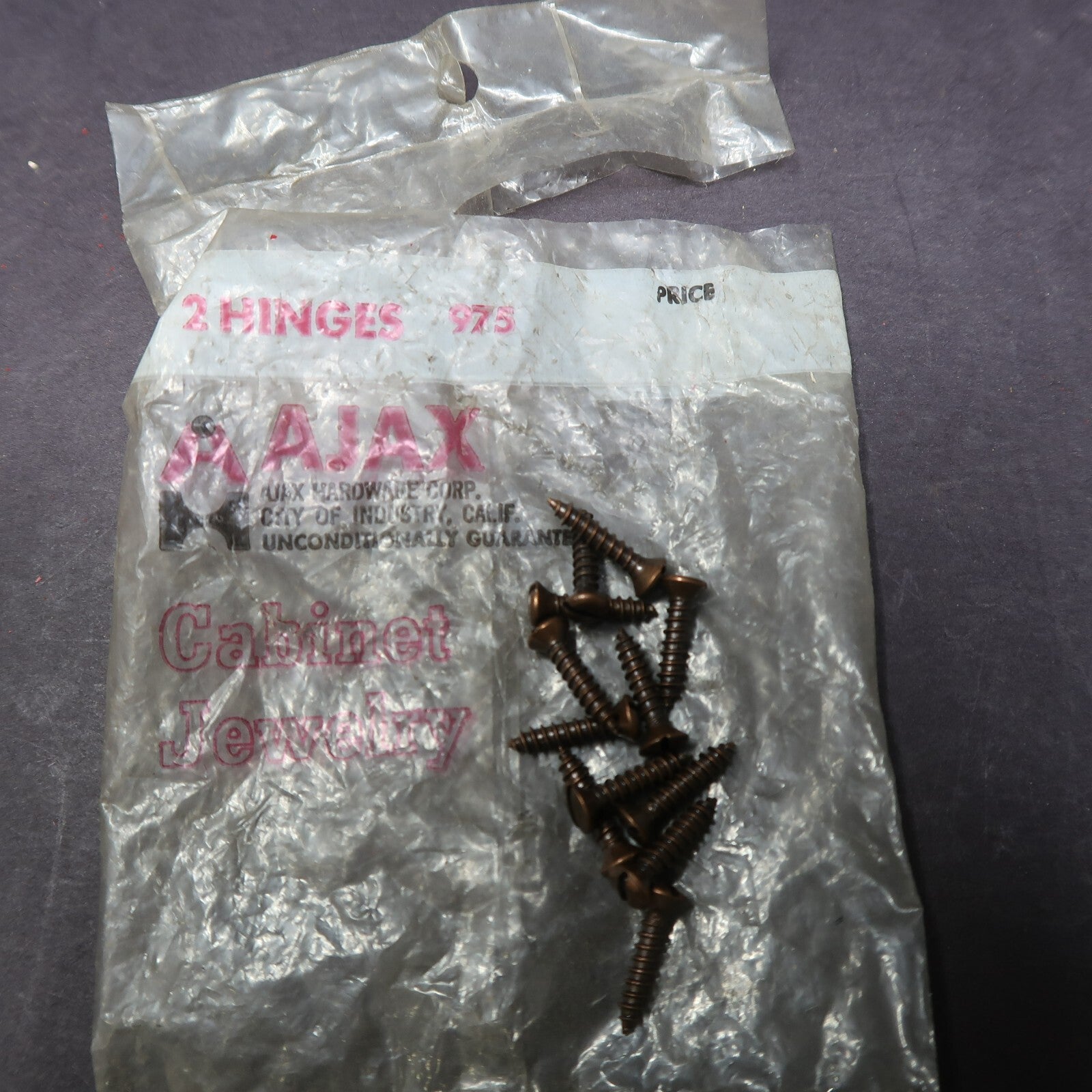Vintage Ajax Cabinet Door Hinge Pair 975 Copper Plated Steel NOS