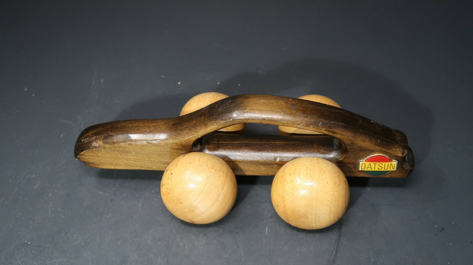 Vintage Datsun 300ZX Solid Wood Rolling Back Massager Kids Rolling Pull Toy