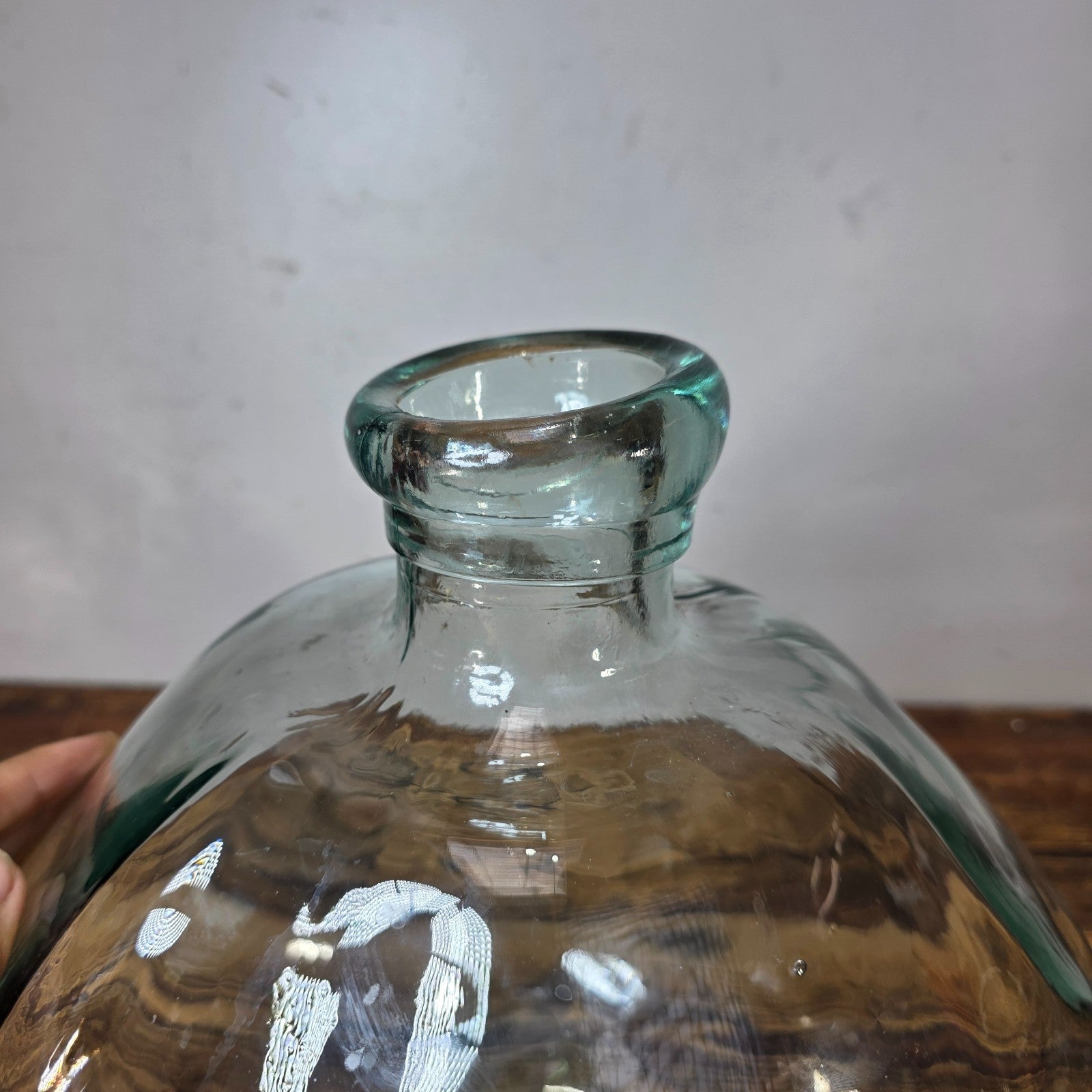 Clear Recycled Glass Vase Organic Style Made In Spain 12"Dia. x 12.5"H