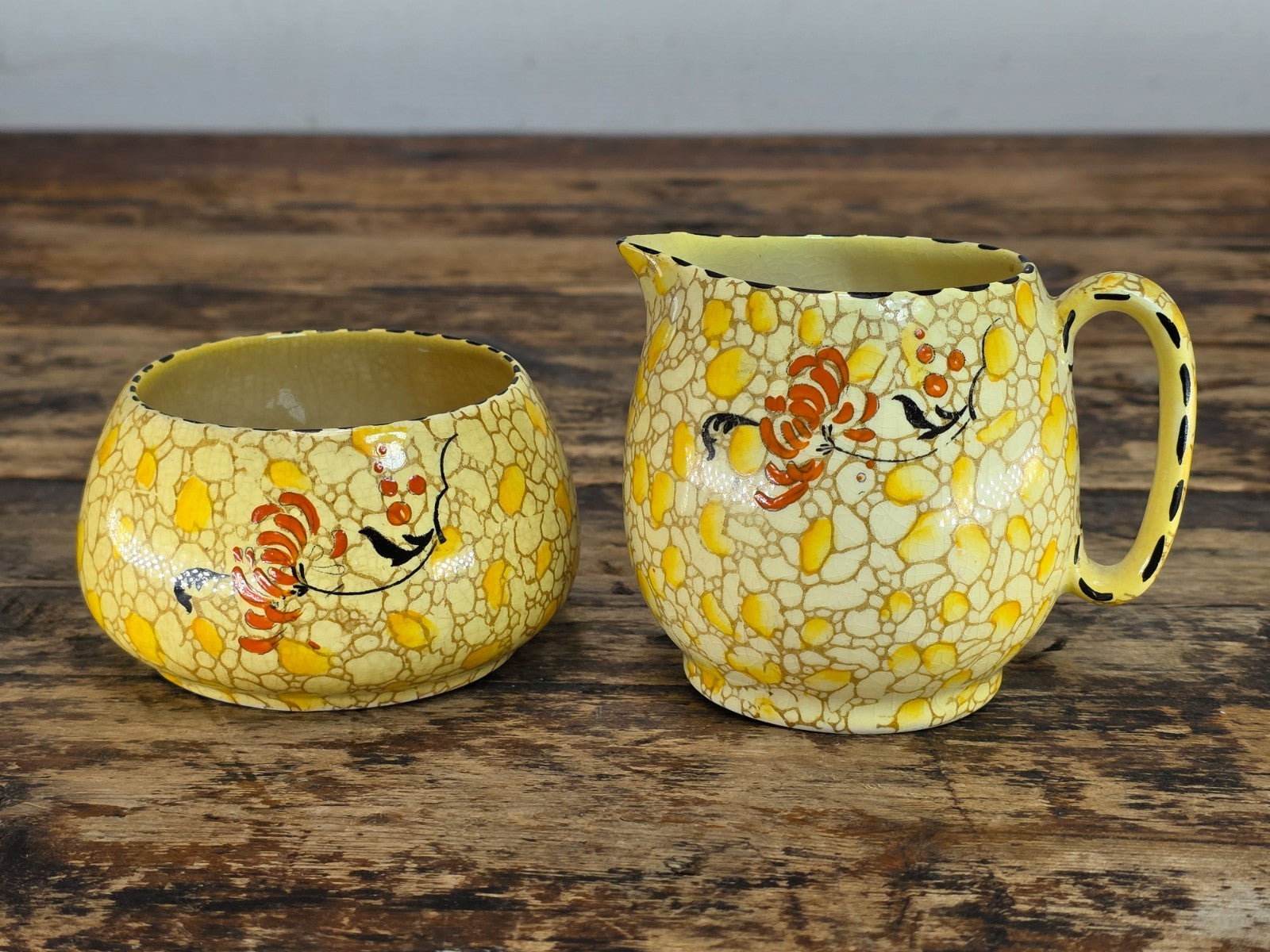 Royal Winton Grimwades Chintz Pebbles Sugar, Creamer & Salt Pepper 4 Pc Set