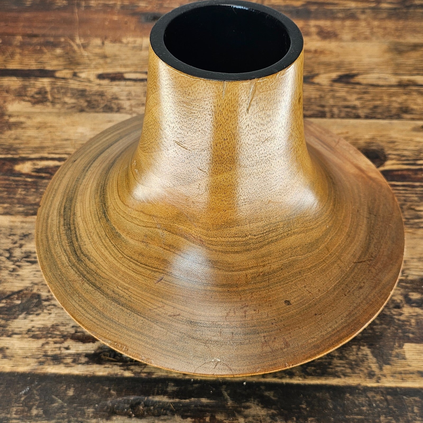 Handcrafted Thai Wooden Vase - Natural Beauty with Ebony Accents