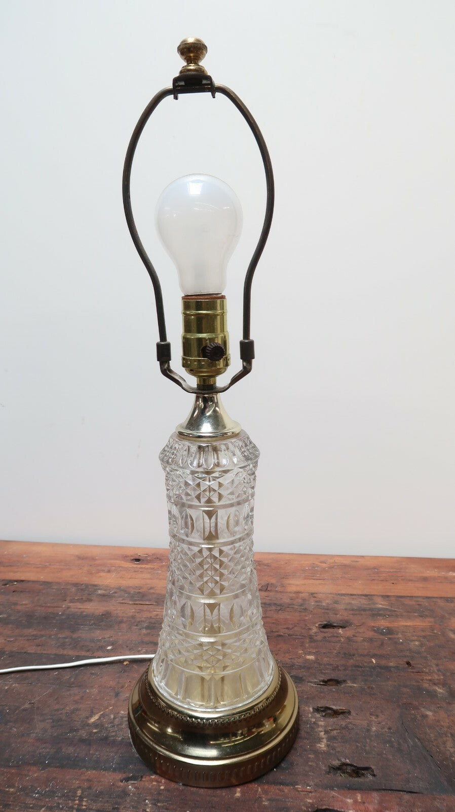 Vintage Cut Crystal Glass Table Lamp 5.5" x 5.5" x H20"