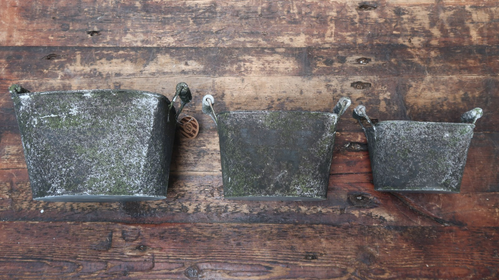 Rustic Metal Planters Set of 3 Nested Rustic Weathered Planter With Handles