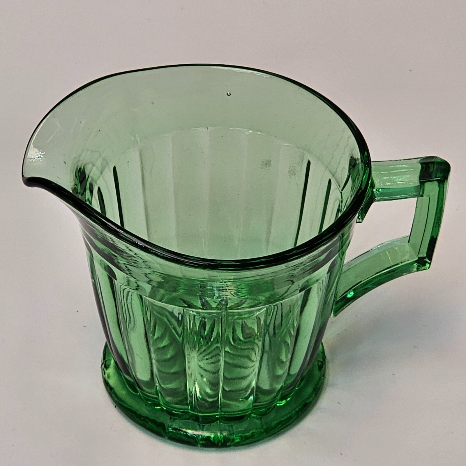 Heisey Glass Coarse Rib Moongleam Green Creamer 3"