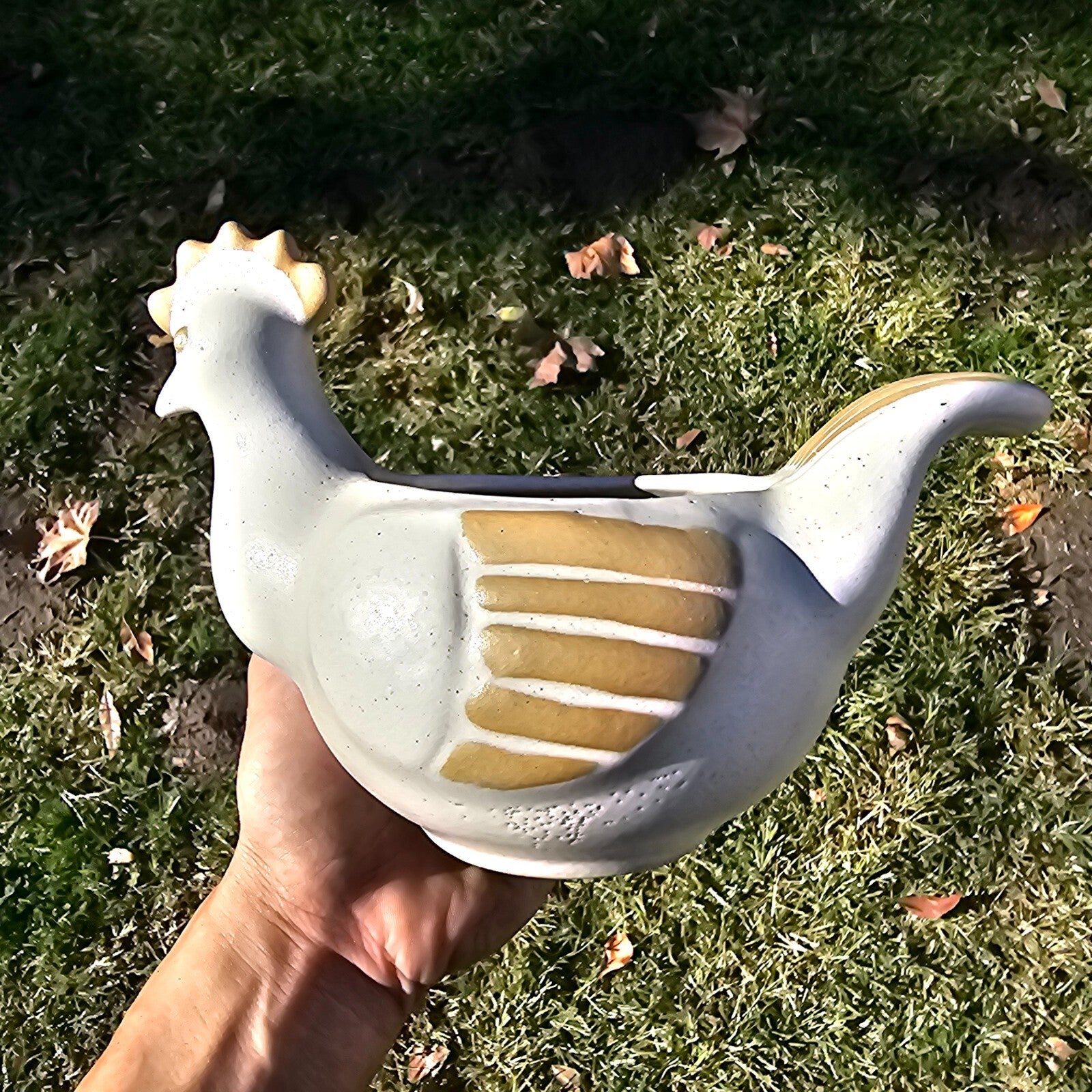 Vintage David Stewart Lions Valley Stoneware Hen Pottery Planter