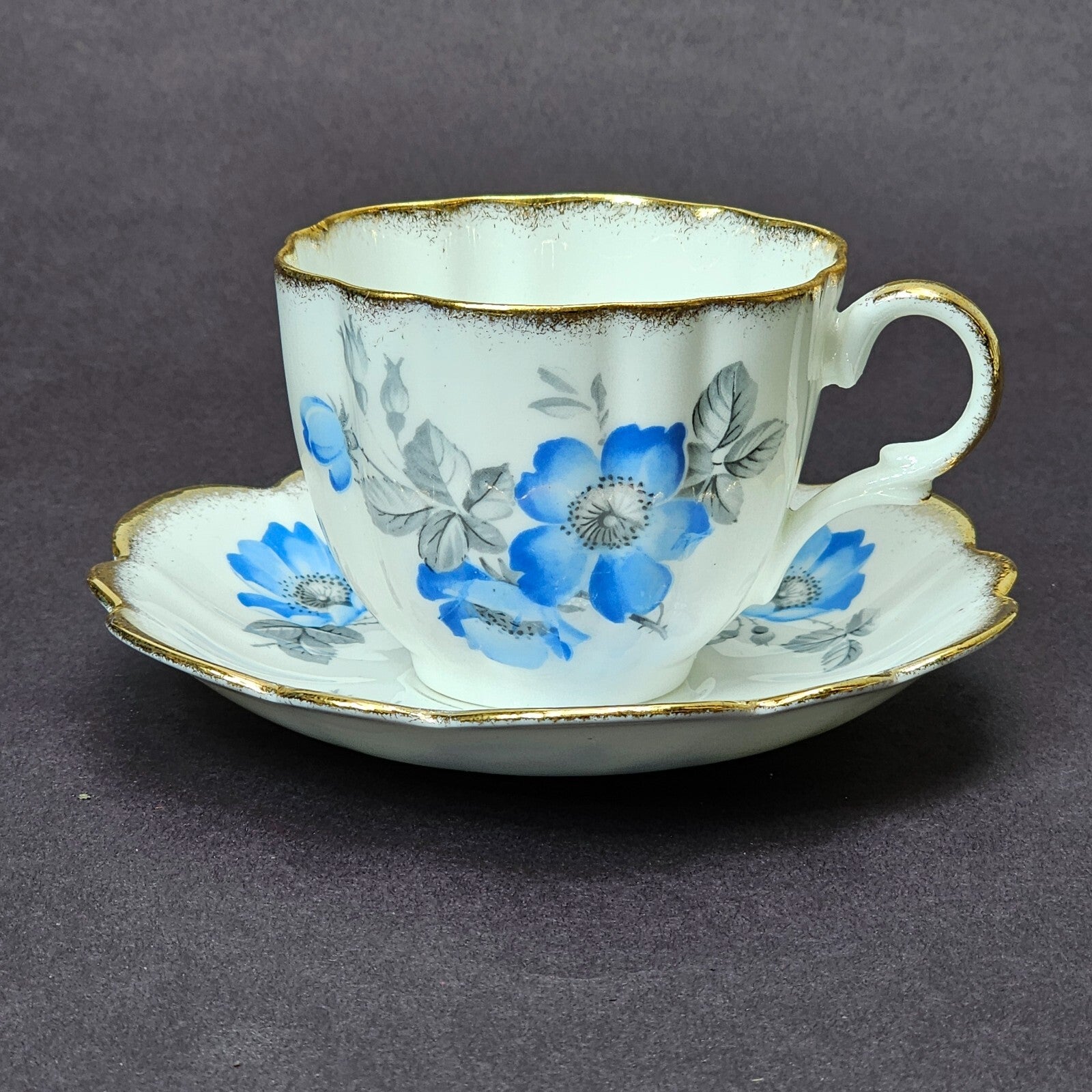 Vintage Taylor and Kent Gold Trim Teacup & Saucer Set From England