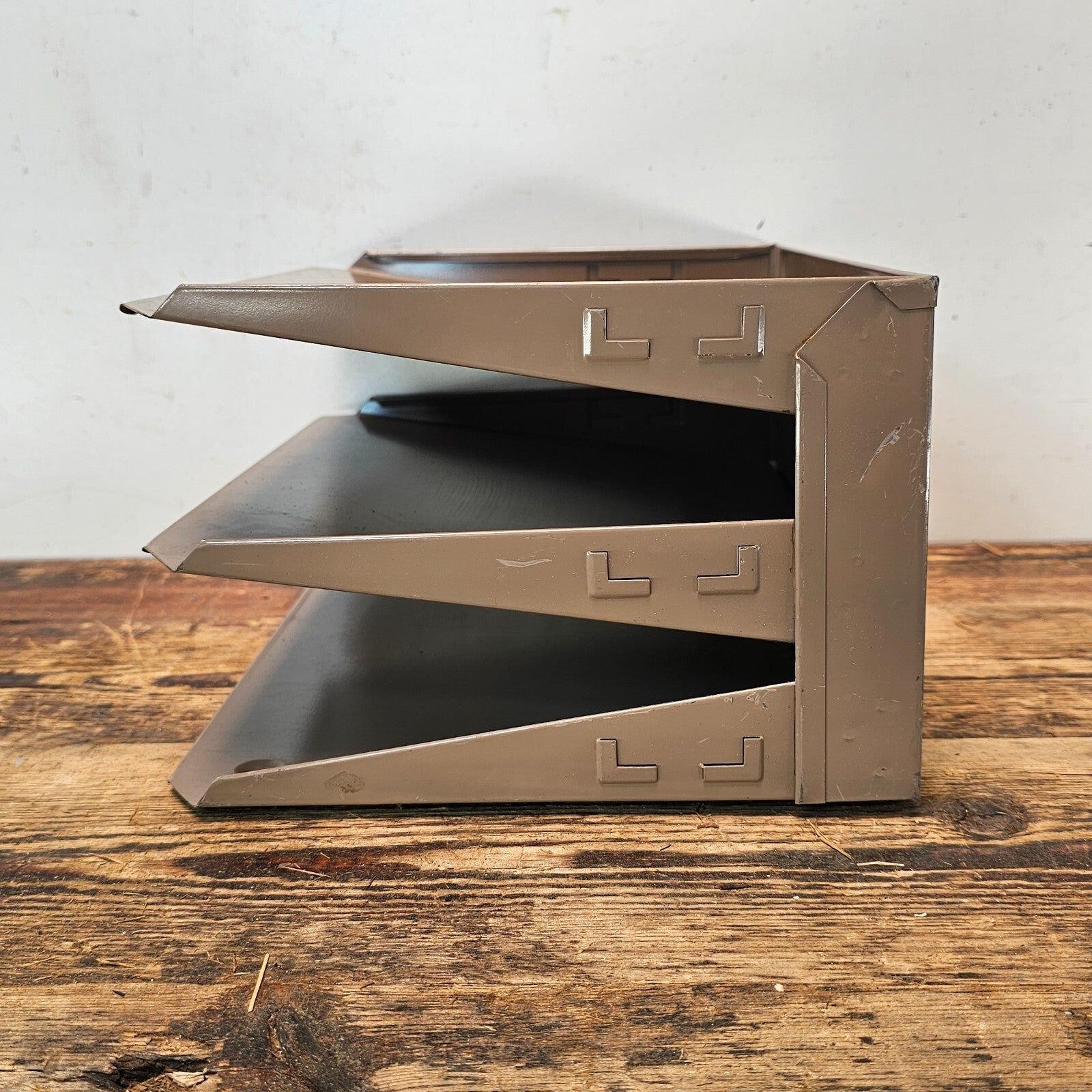 Vintage 3-Tier Wall-Mounted / Desktop Steel File Organizer