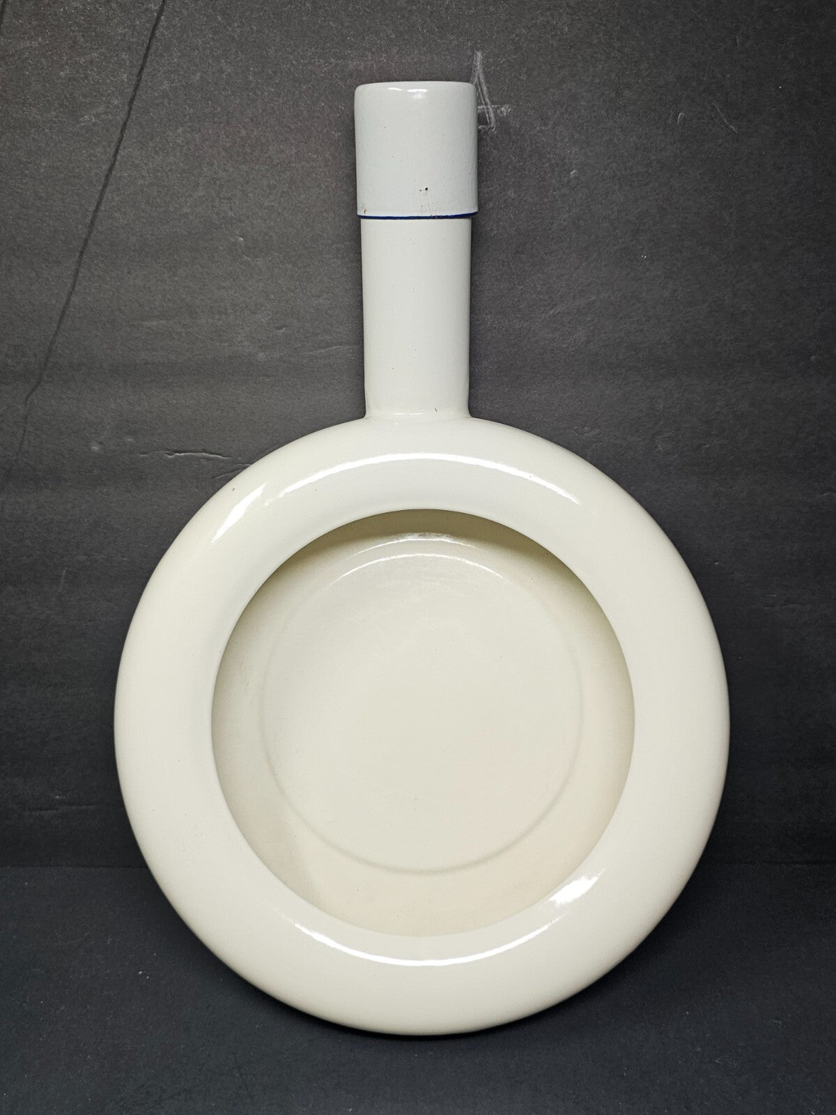 Vintage Swedish Army Hospital Enamelware Bed Pan With Steel Cap By Kockums