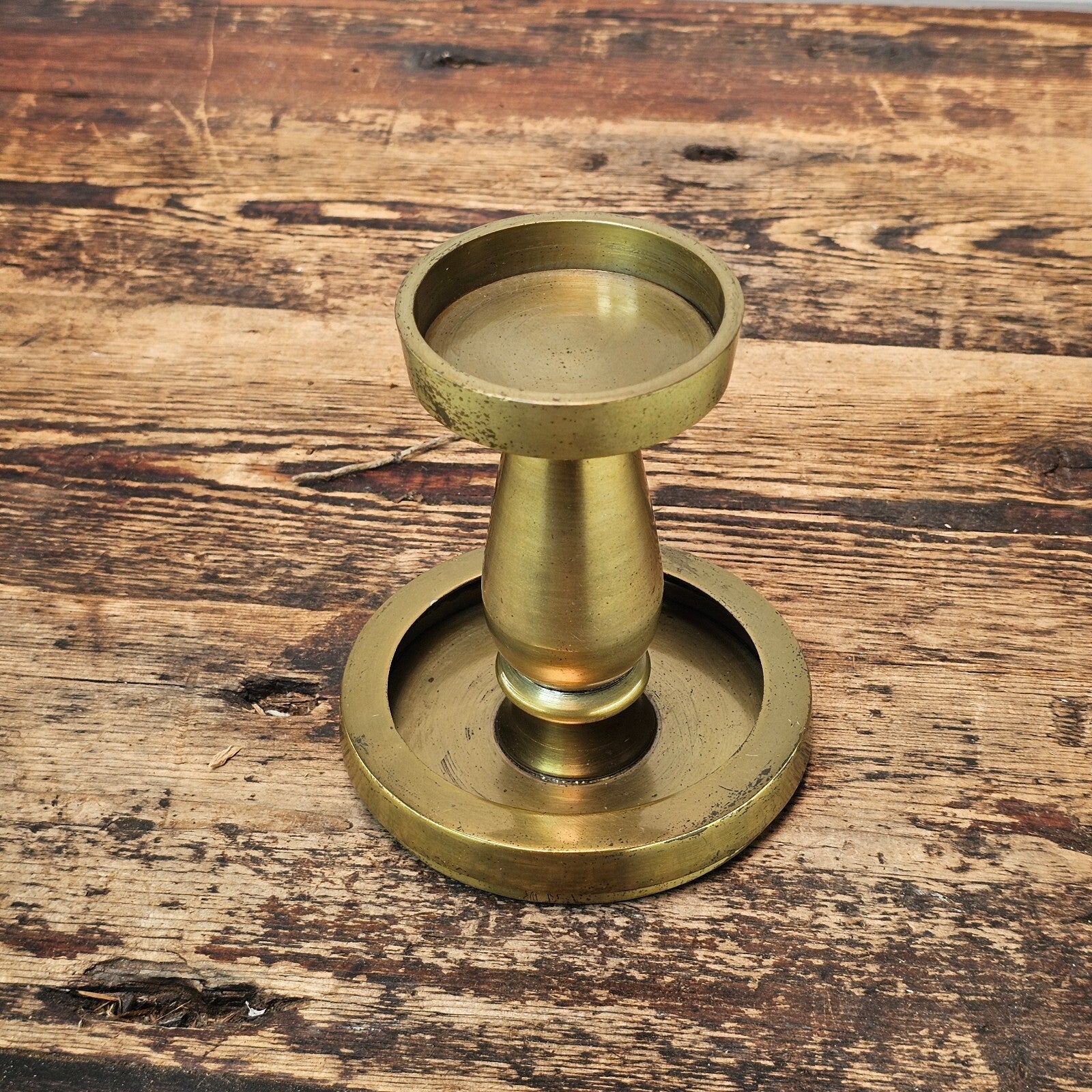 Vintage Brass Candlestick with Dual-Purpose Base 4.5"Diam x 5"H