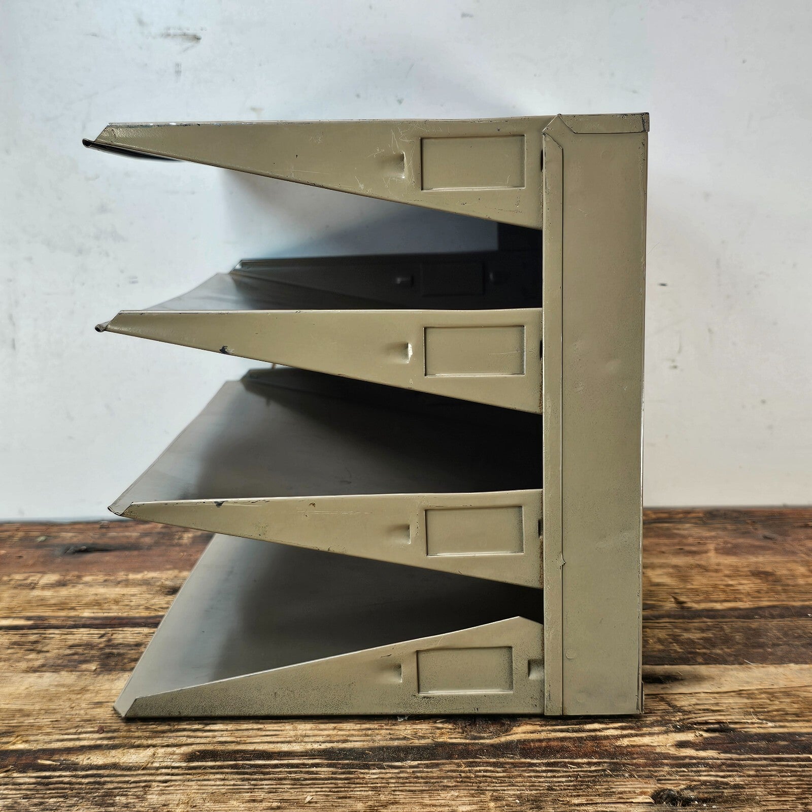 Vintage 4-Tier Wall-Mounted / Desktop Steel File Organizer