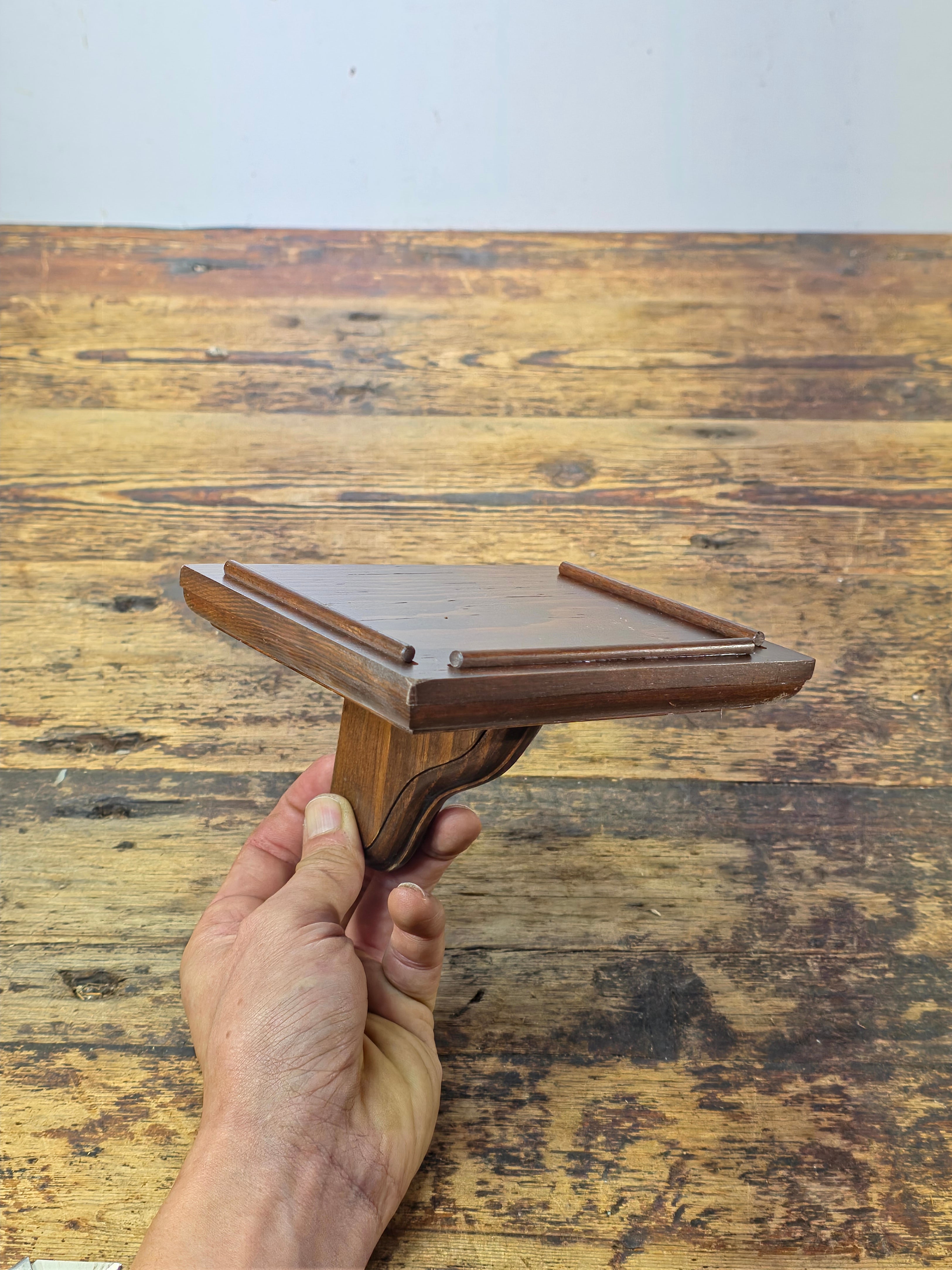 Vintage 1980s Small Wooden Wall Display Shelf - New Old Stock (NOS)