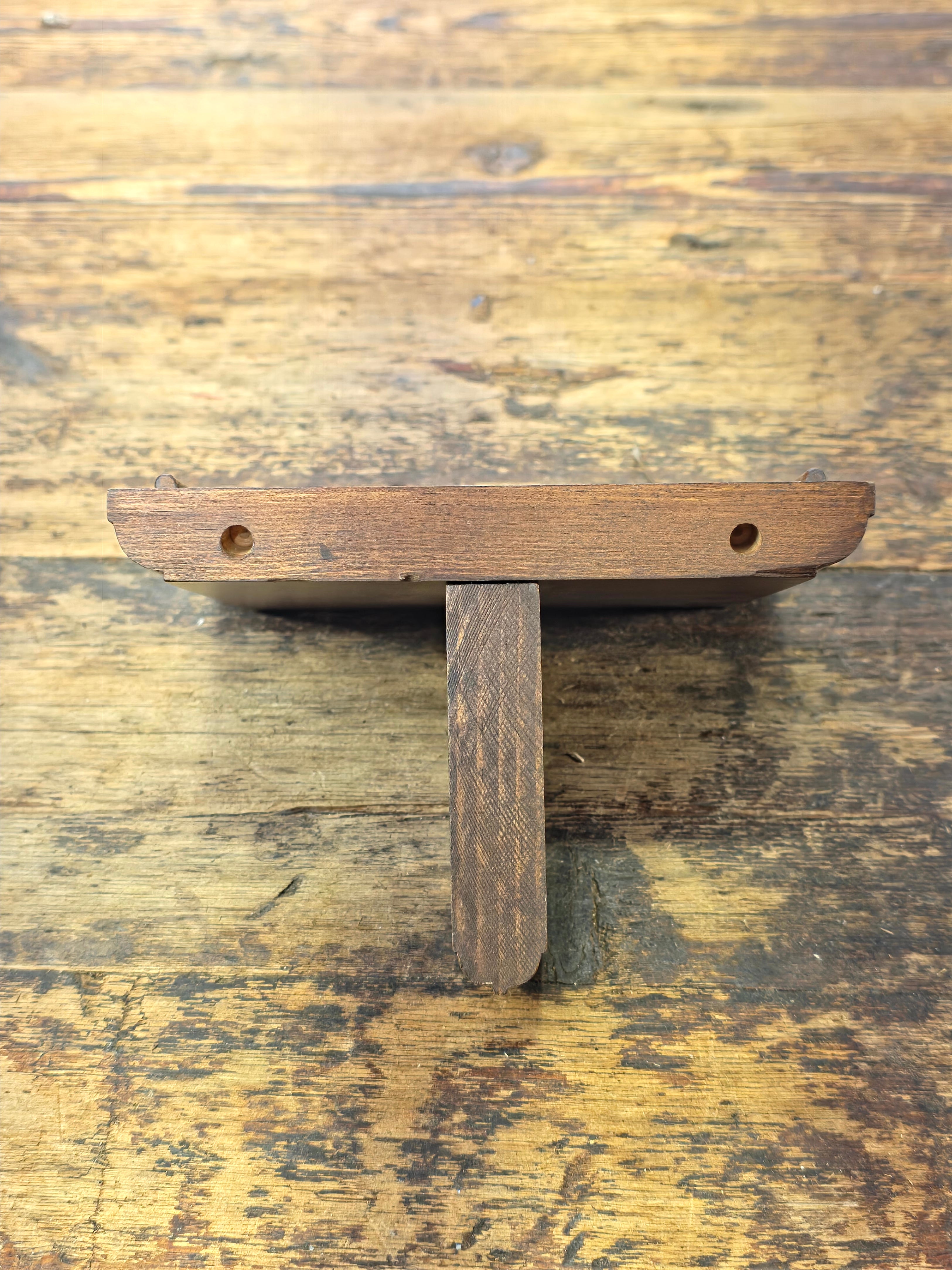 Vintage 1980s Small Wooden Wall Display Shelf - New Old Stock (NOS)