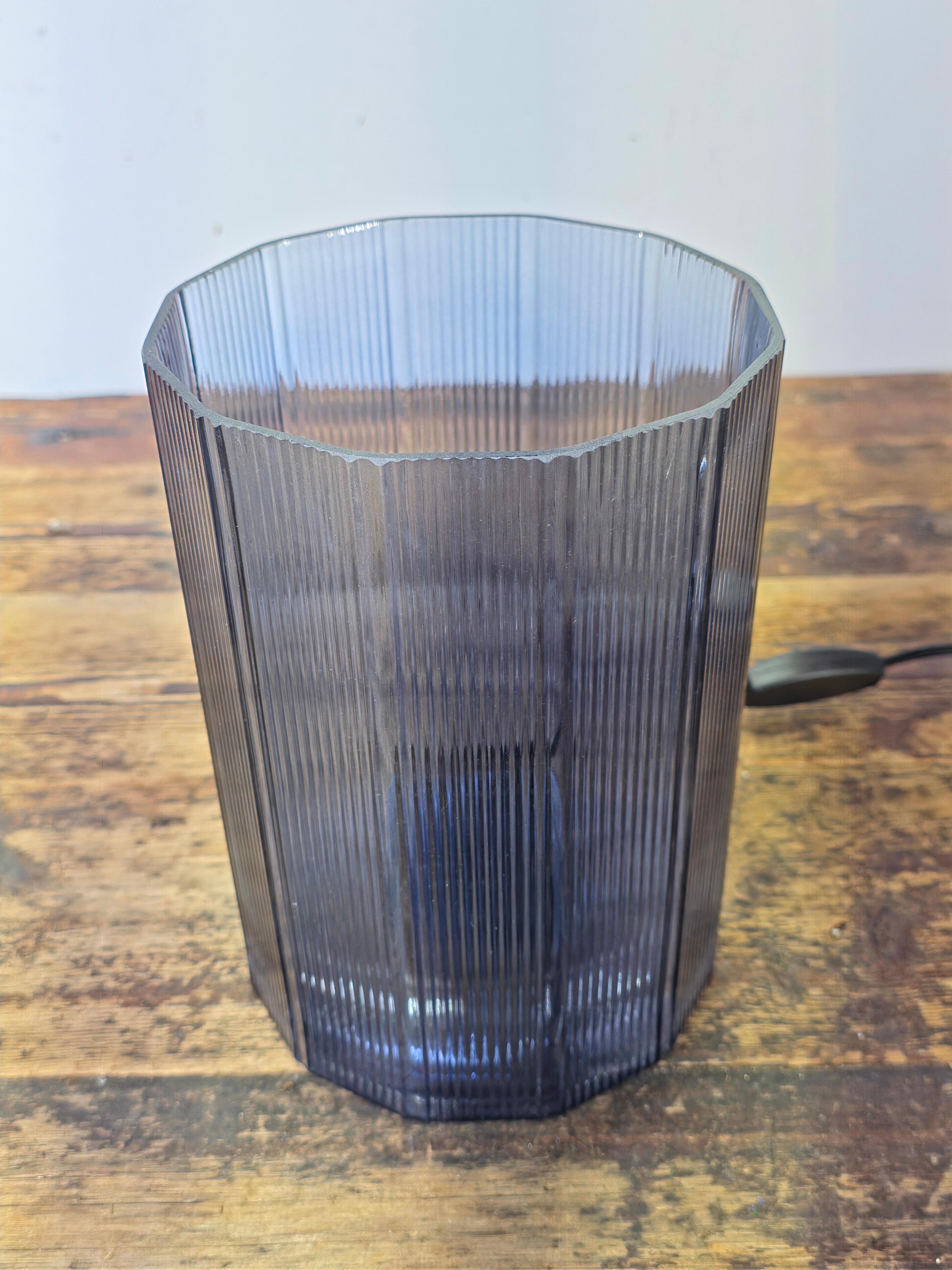 IKEA MIKROKLIN Table Lamp - 12-Sided Ribbed Glass Prism - Blue/Purple Smoke