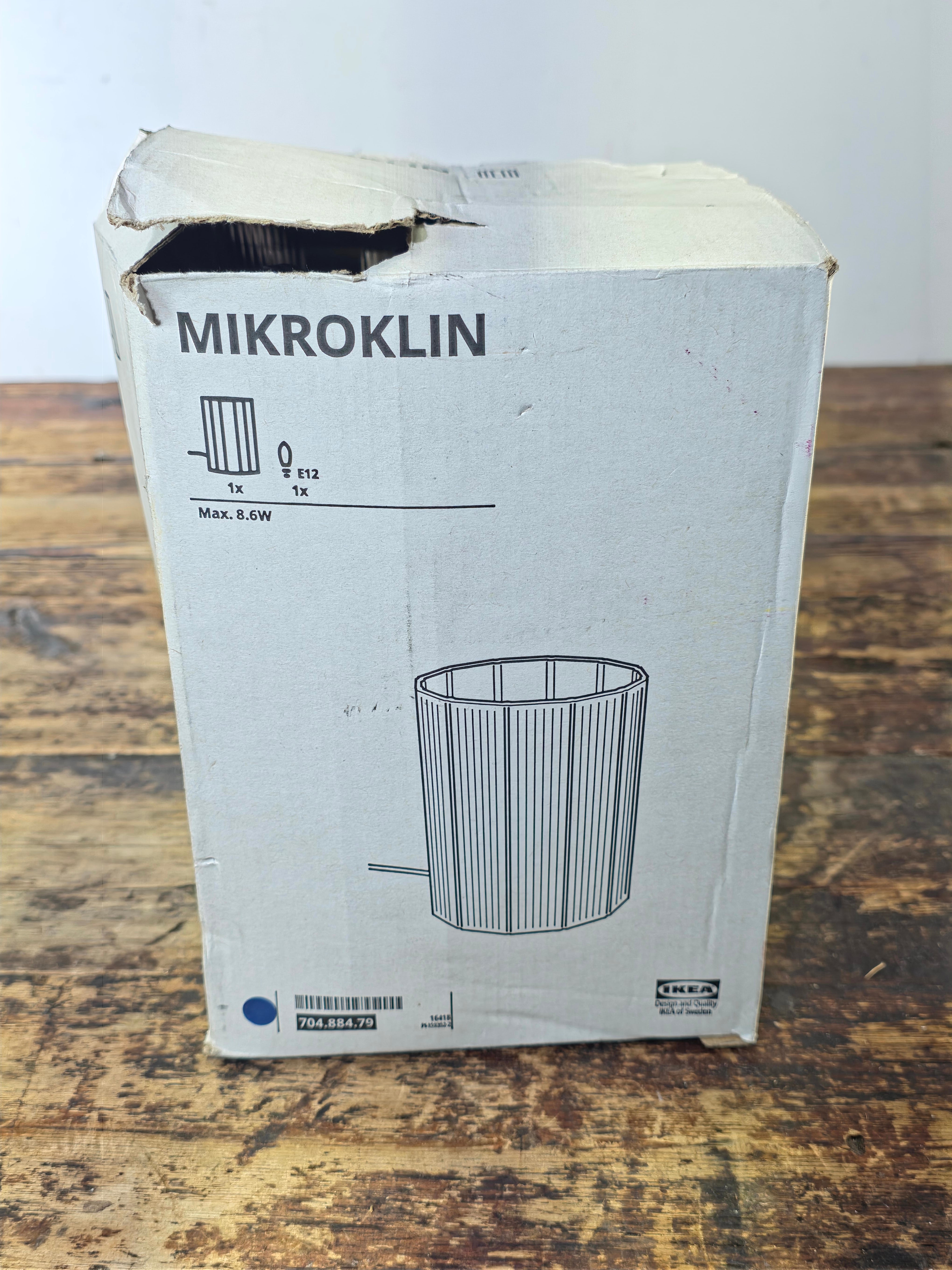 IKEA MIKROKLIN Table Lamp - 12-Sided Ribbed Glass Prism - Blue/Purple Smoke