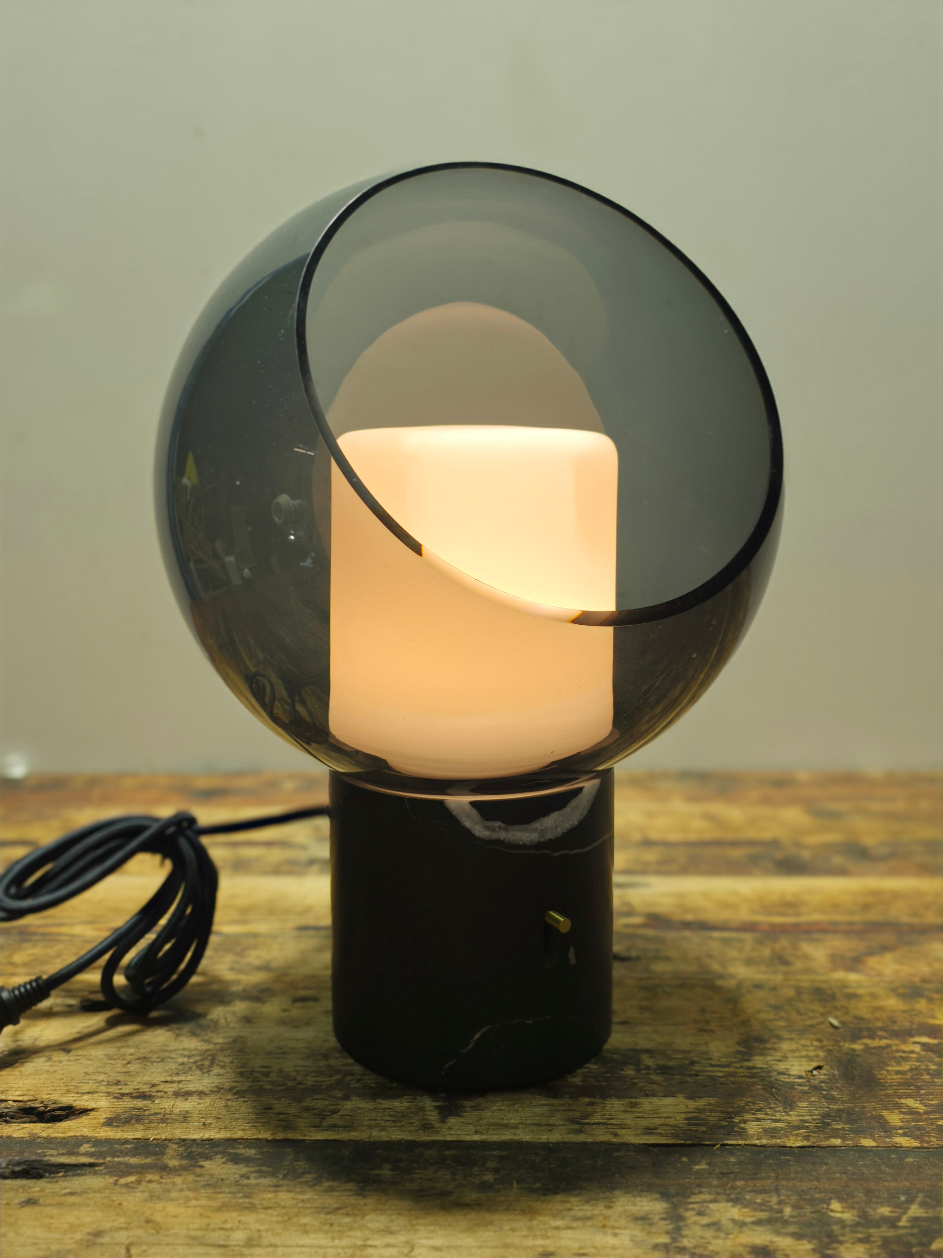 IKEA EVEDAL Table Lamp - Genuine Marble Base & Gray Blown Glass by Aaron Probyn