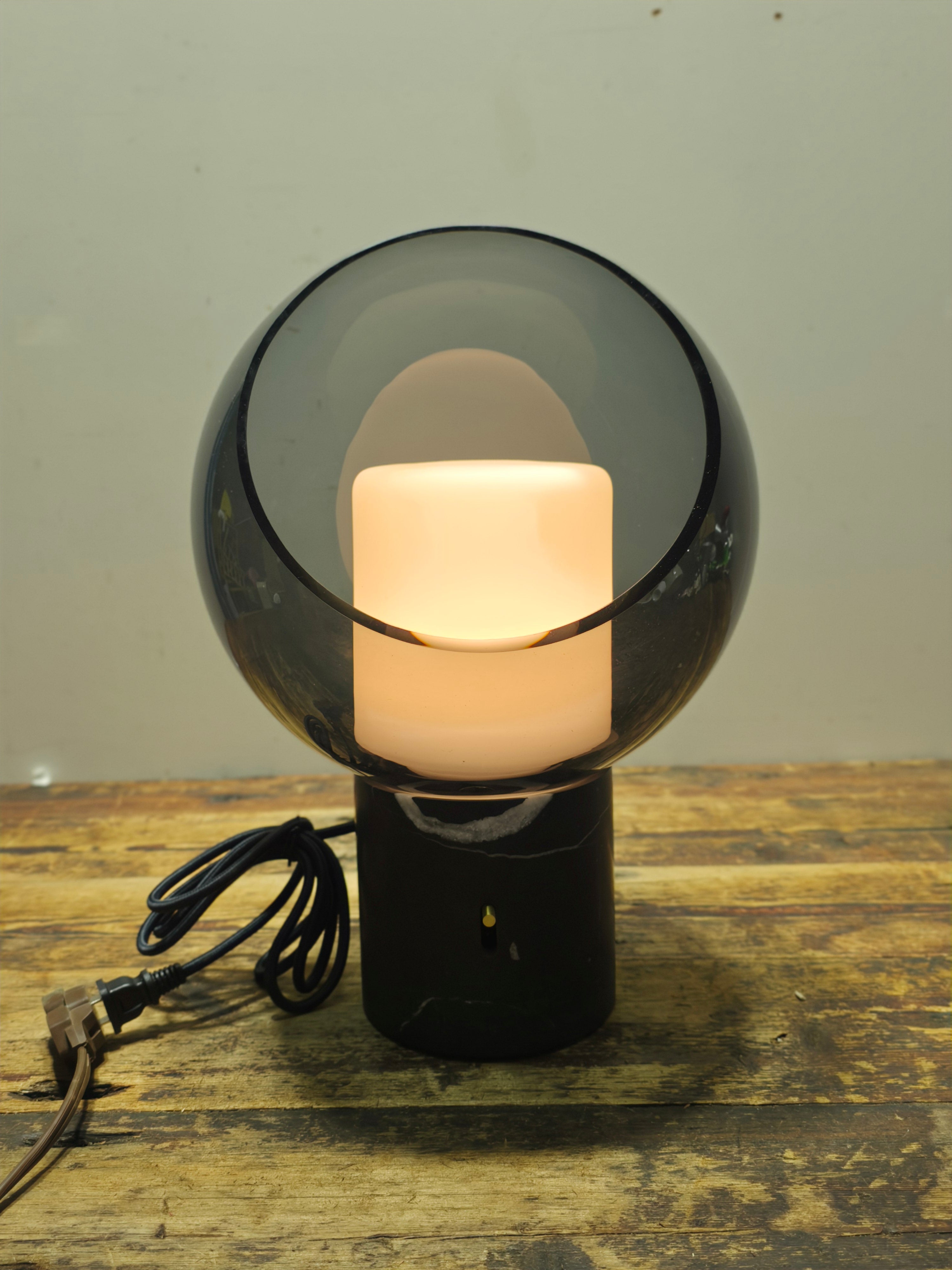 IKEA EVEDAL Table Lamp - Genuine Marble Base & Gray Blown Glass by Aaron Probyn
