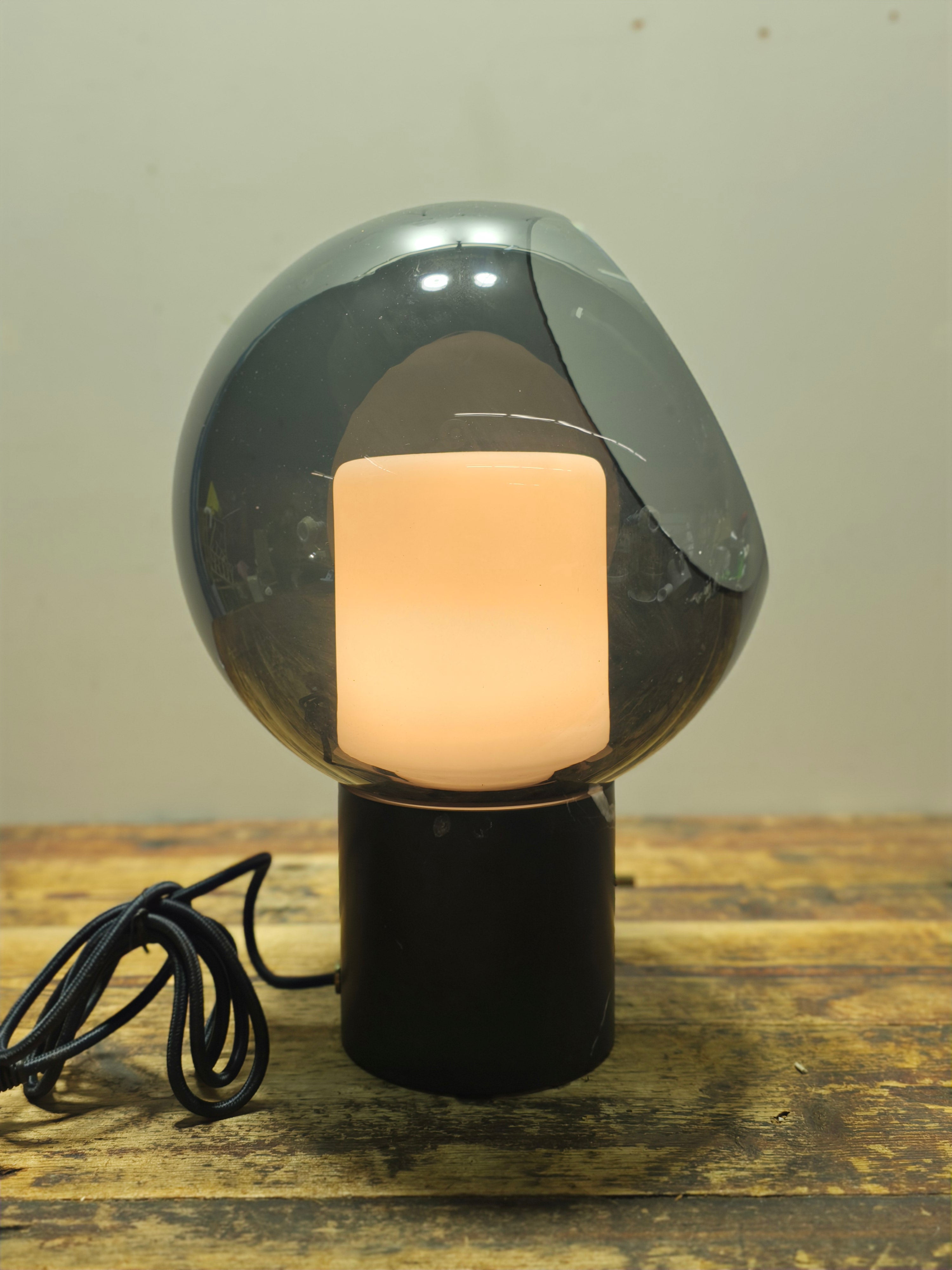 IKEA EVEDAL Table Lamp - Genuine Marble Base & Gray Blown Glass by Aaron Probyn
