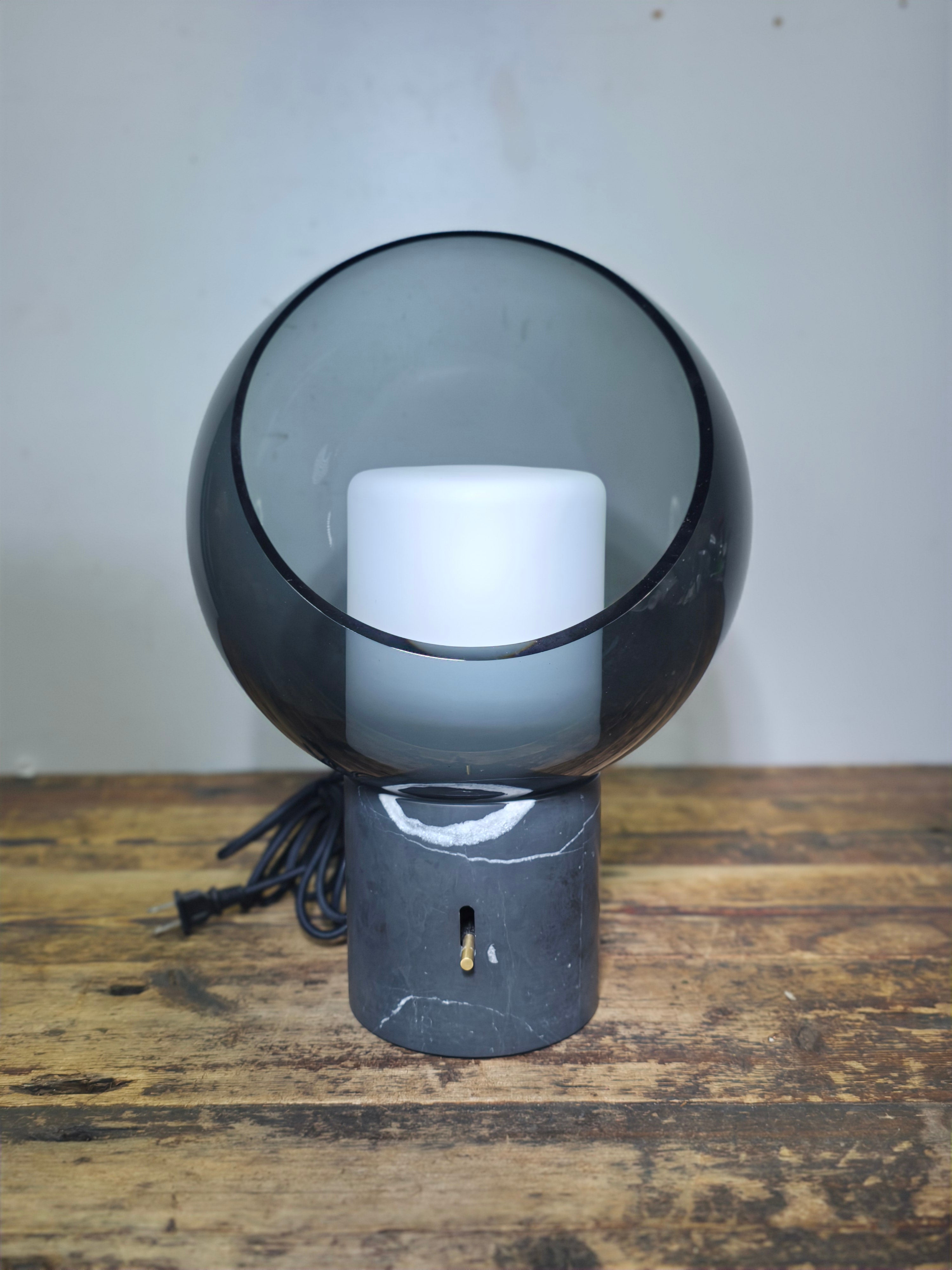 IKEA EVEDAL Table Lamp - Genuine Marble Base & Gray Blown Glass by Aaron Probyn
