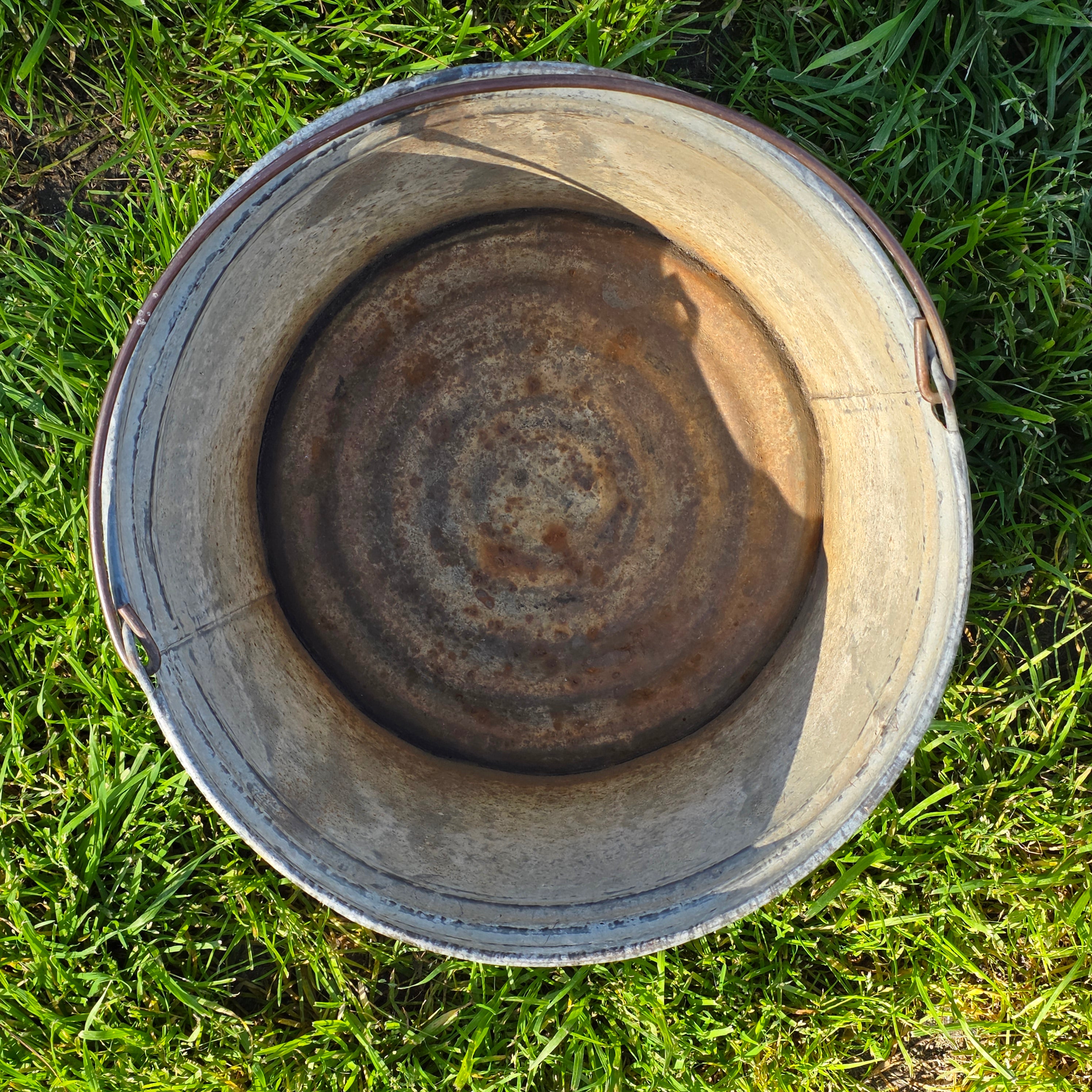 Vintage Galvanized Metal Utility Bucket - 3.5 Gallon Basin - Watertight Planter