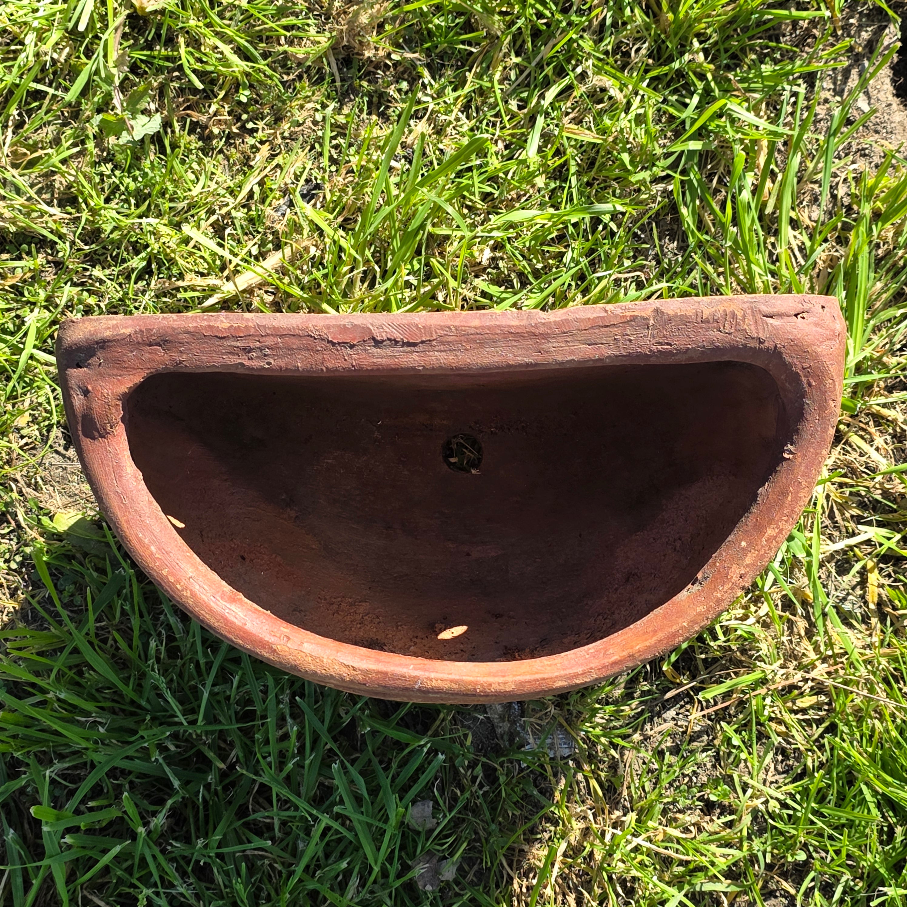 Vintage Heavyweight Terracotta Wall Planter - Elaborate Floral Relief