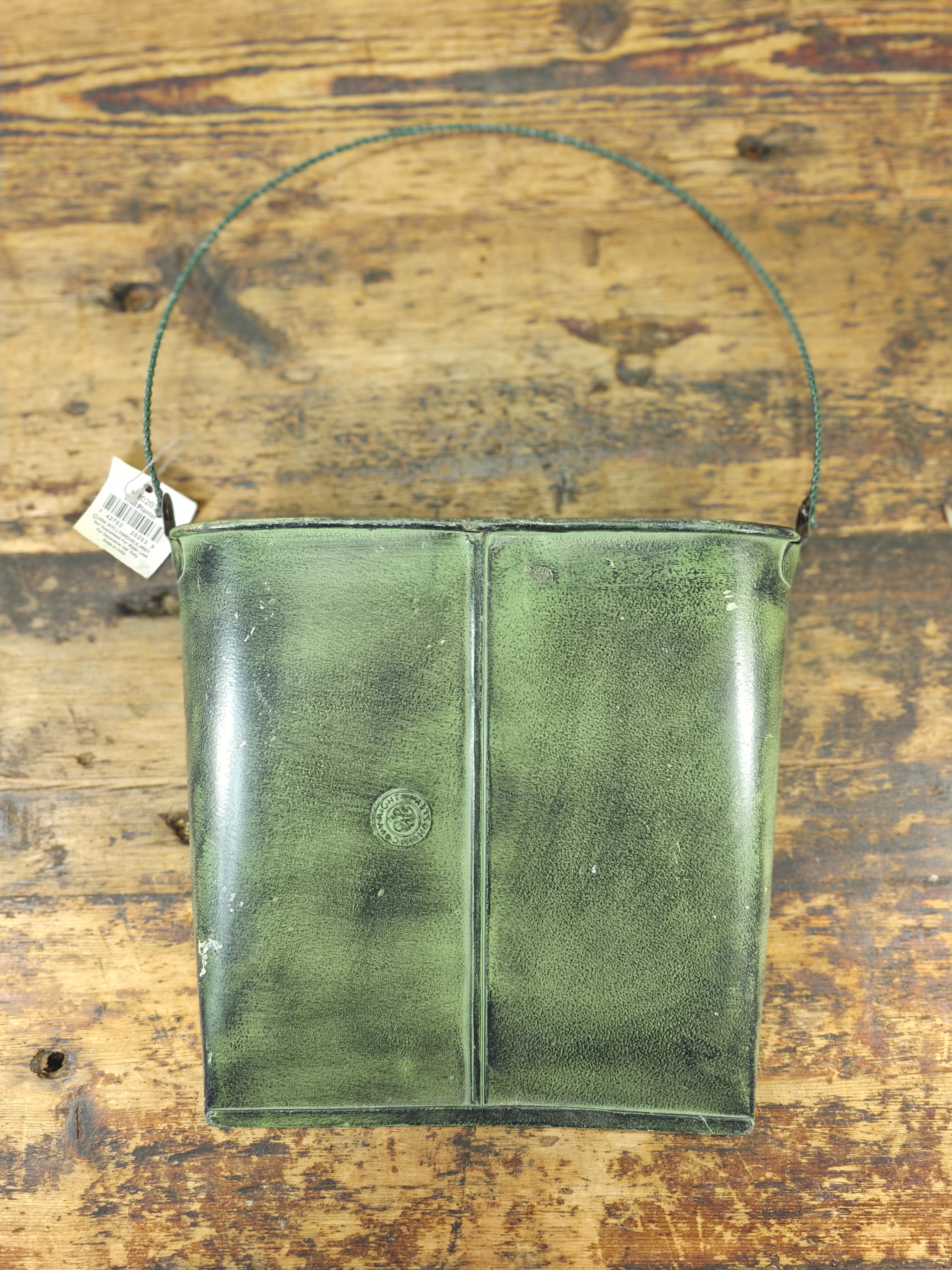 Vintage 2004 HITC Embossed Floral Wall Planter - Distressed Green