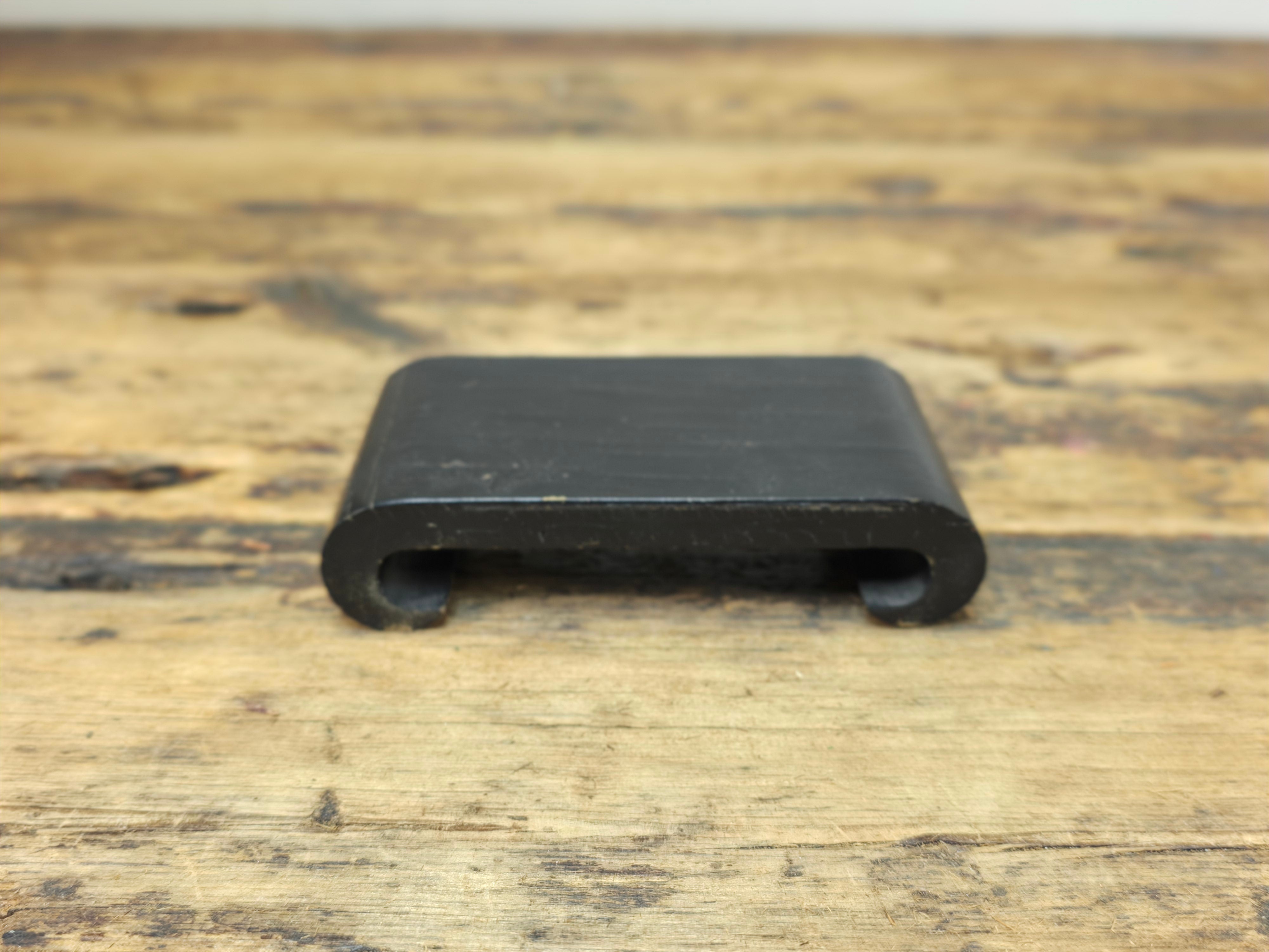 Vintage Small Black Lacquered Scroll Display Stand - Made in Taiwan