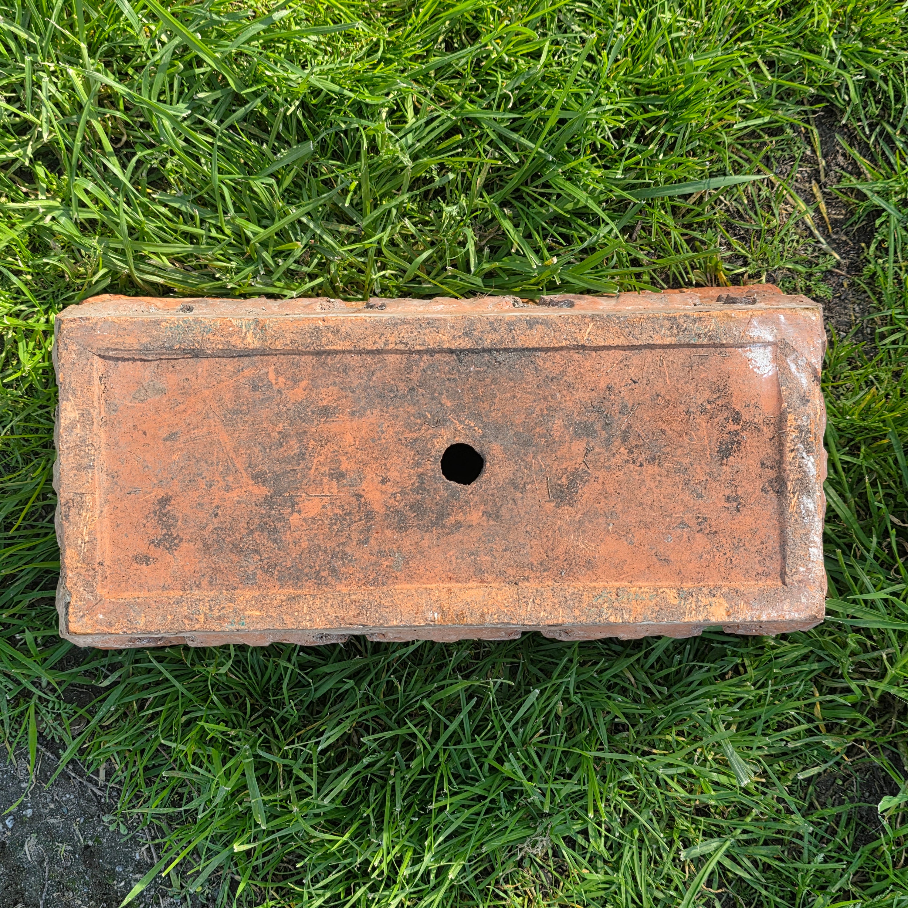 Italian Terracotta Rectangular Planter (Acanthus Relief) 14.5"L x 7"W x 6.5"H