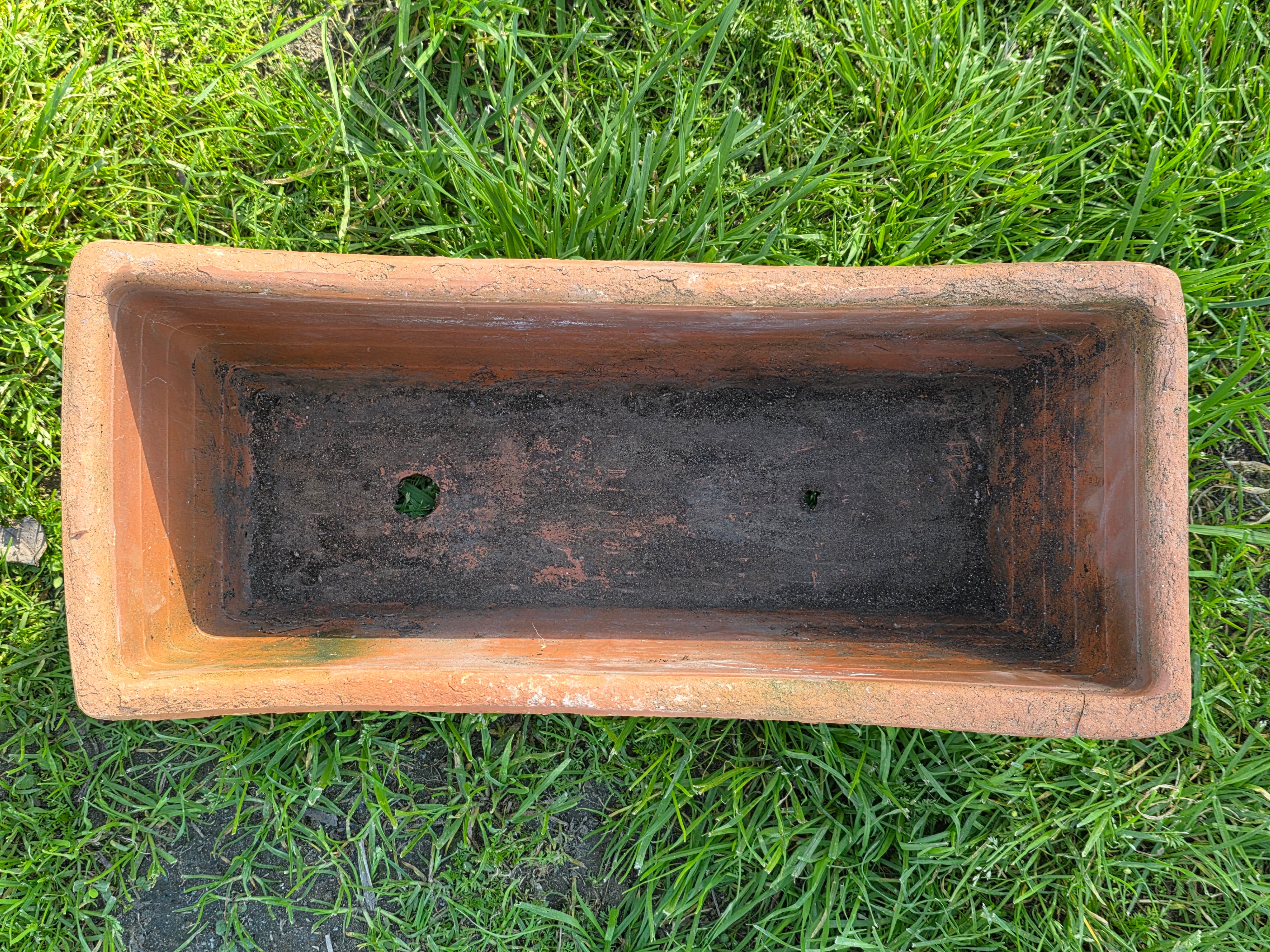 Vintage DeRoma Italy Terracotta Window Box Planter - Embossed Leaf Design