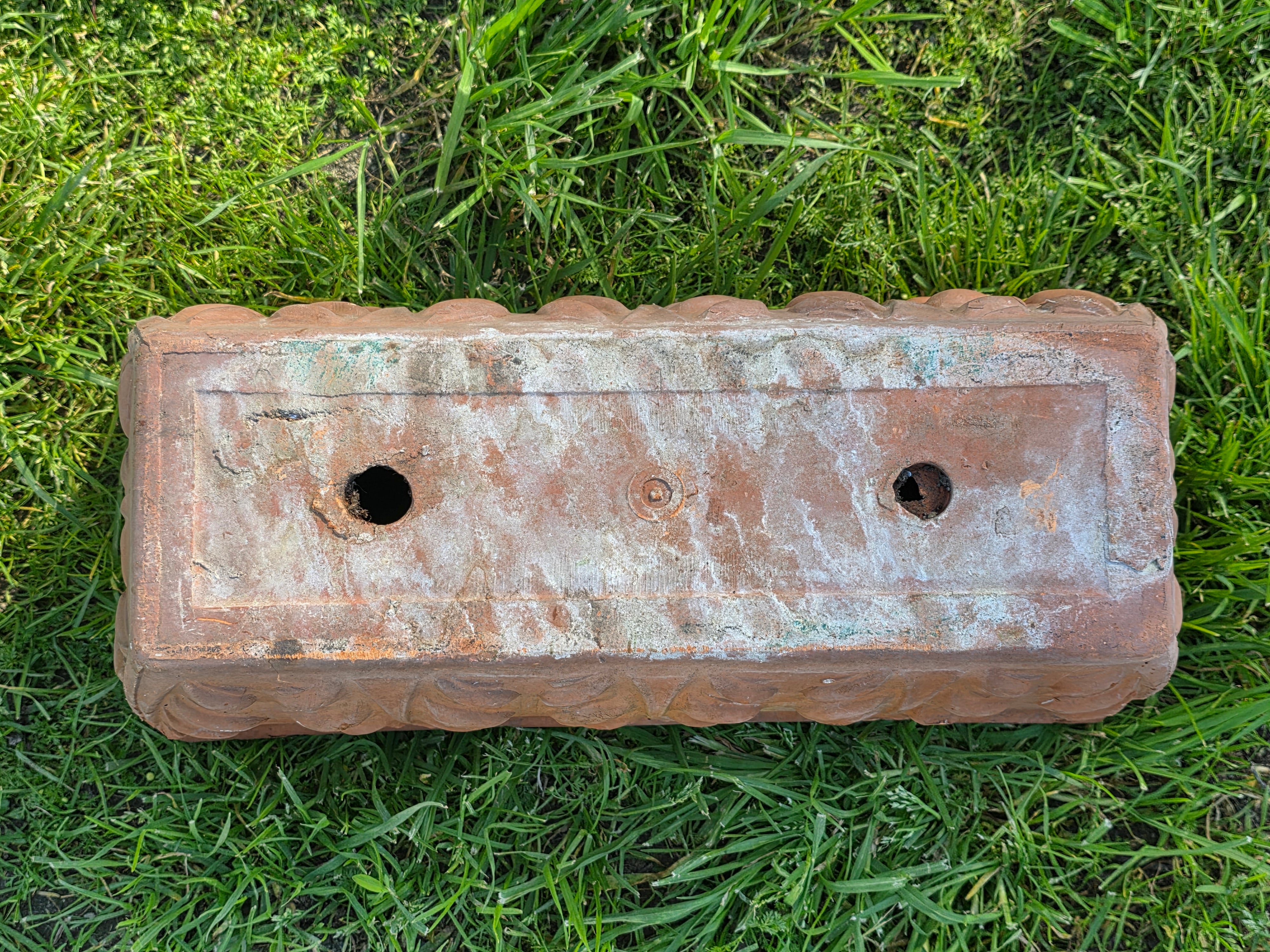 Vintage DeRoma Italy Terracotta Window Box Planter - Embossed Leaf Design