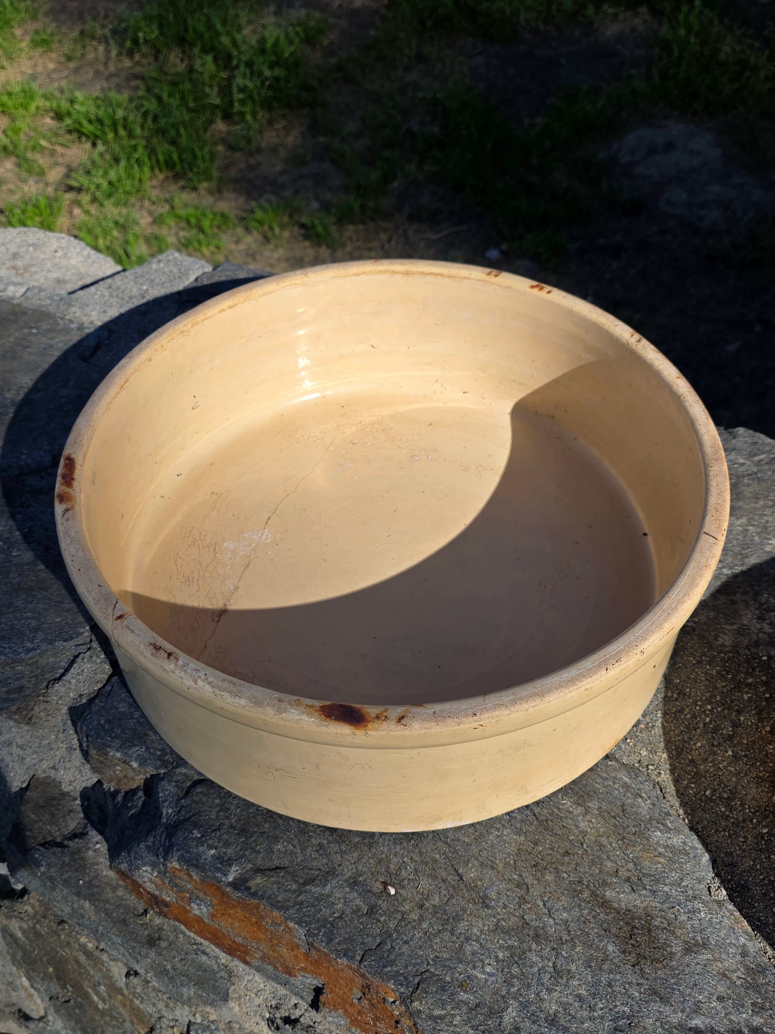 Vintage U.S.A. Stoneware Crock Bowl Set - 1.5 Gallon & Small (Planters)