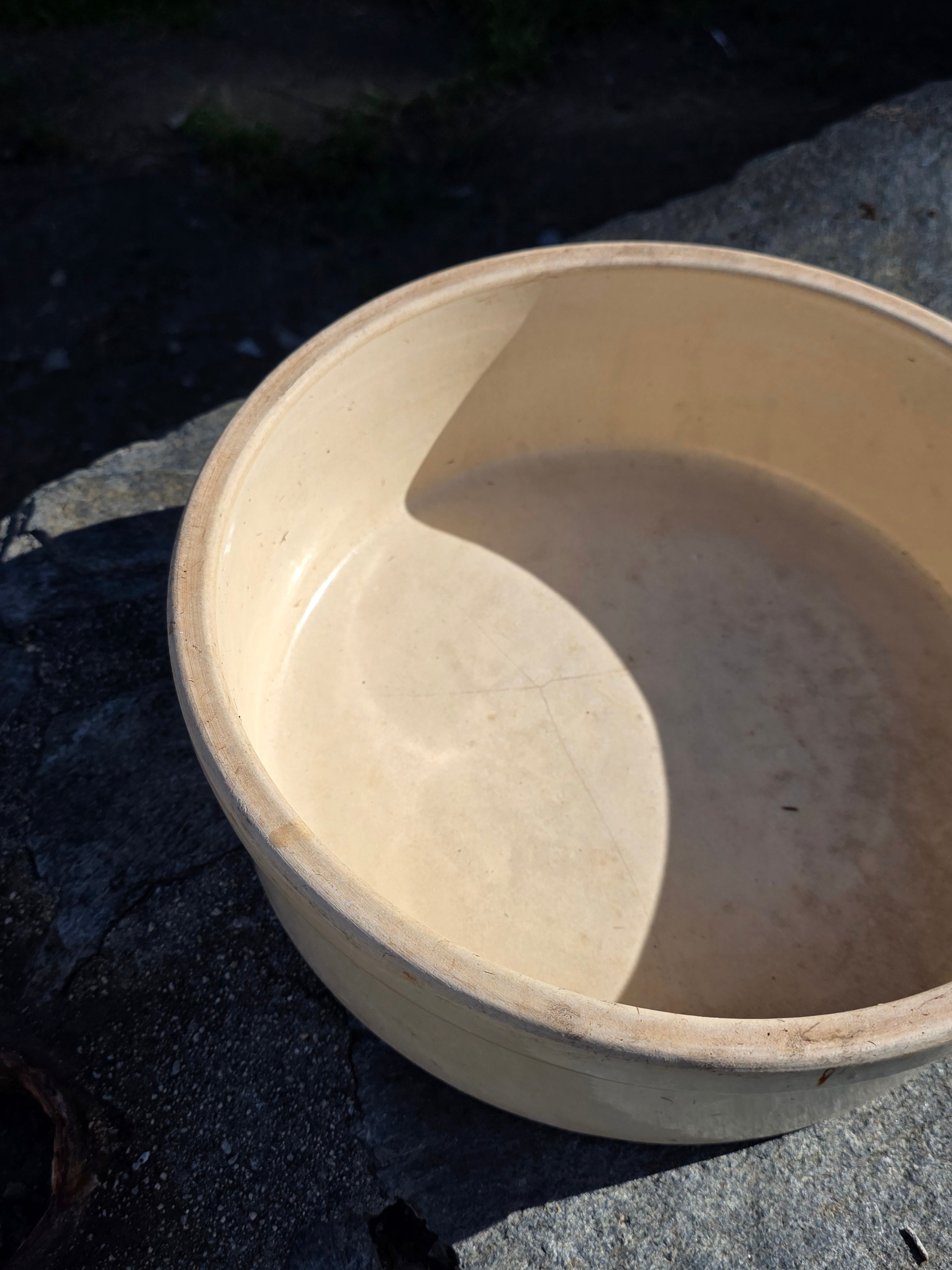 Vintage U.S.A. Stoneware Crock Bowl Set - 1.5 Gallon & Small (Planters)