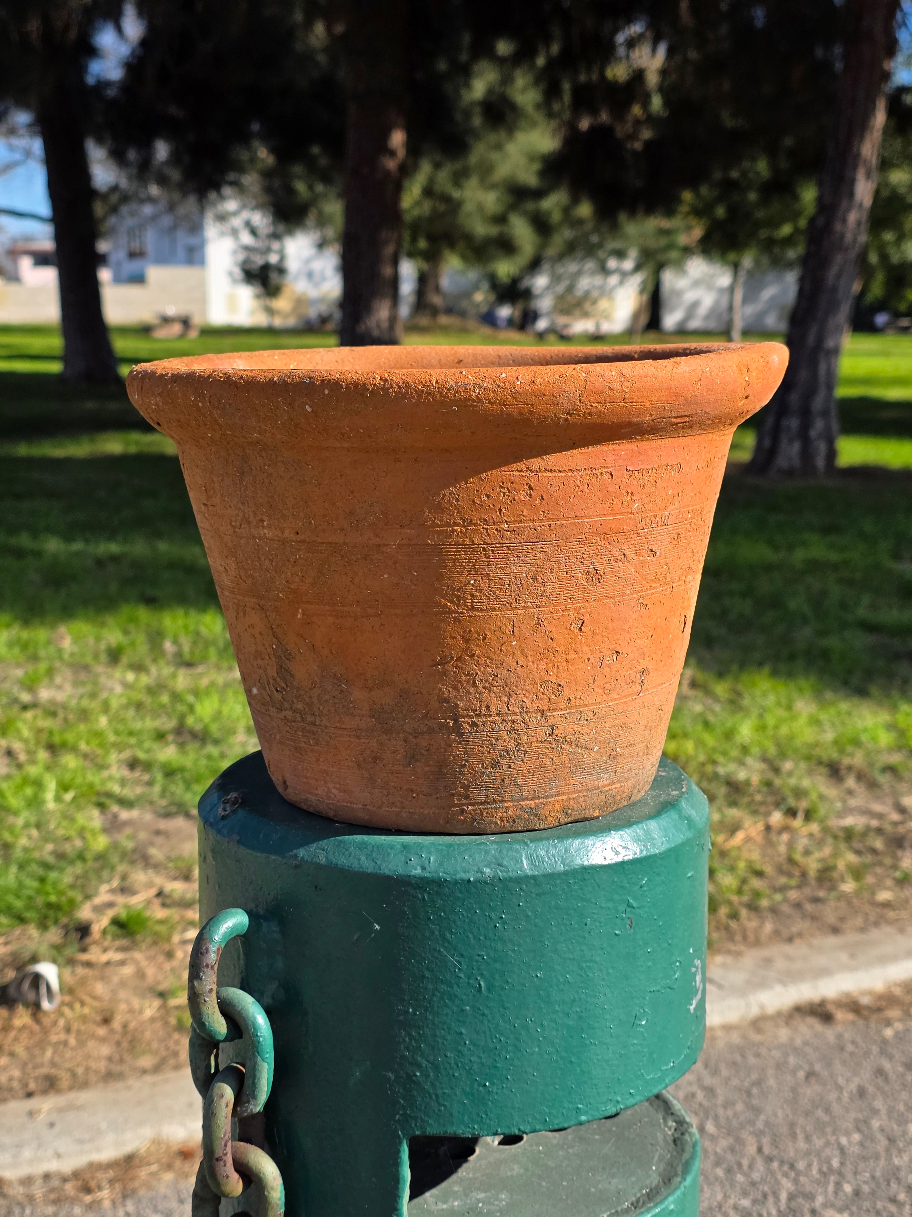 Vintage Heavy-Duty Terracotta Planter with Aged Patina & Character