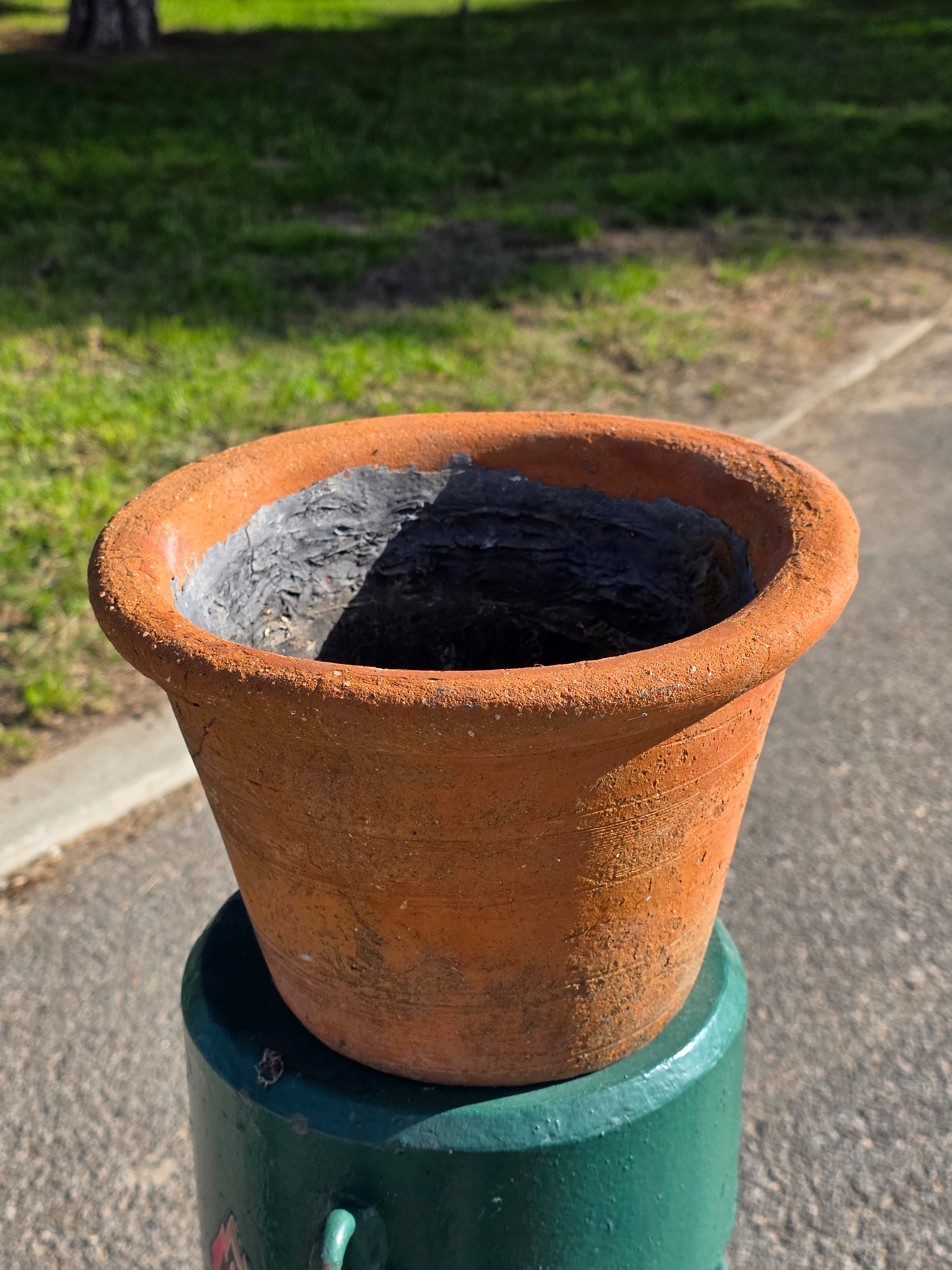 Vintage Heavy-Duty Terracotta Planter with Aged Patina & Character