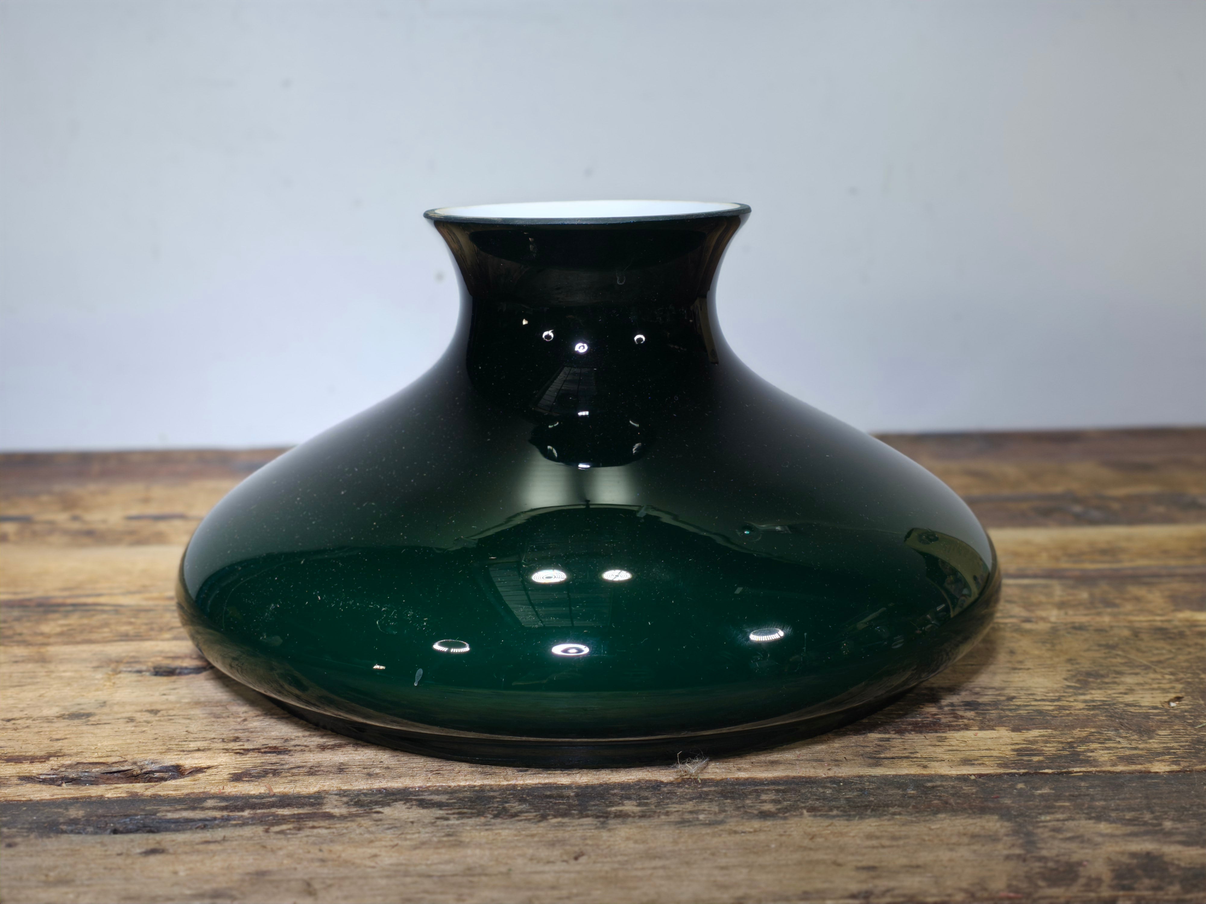 Vintage Lightcraft of California Emerald Green Glass Lamp Shade 11.75"Dia x 6.5"H