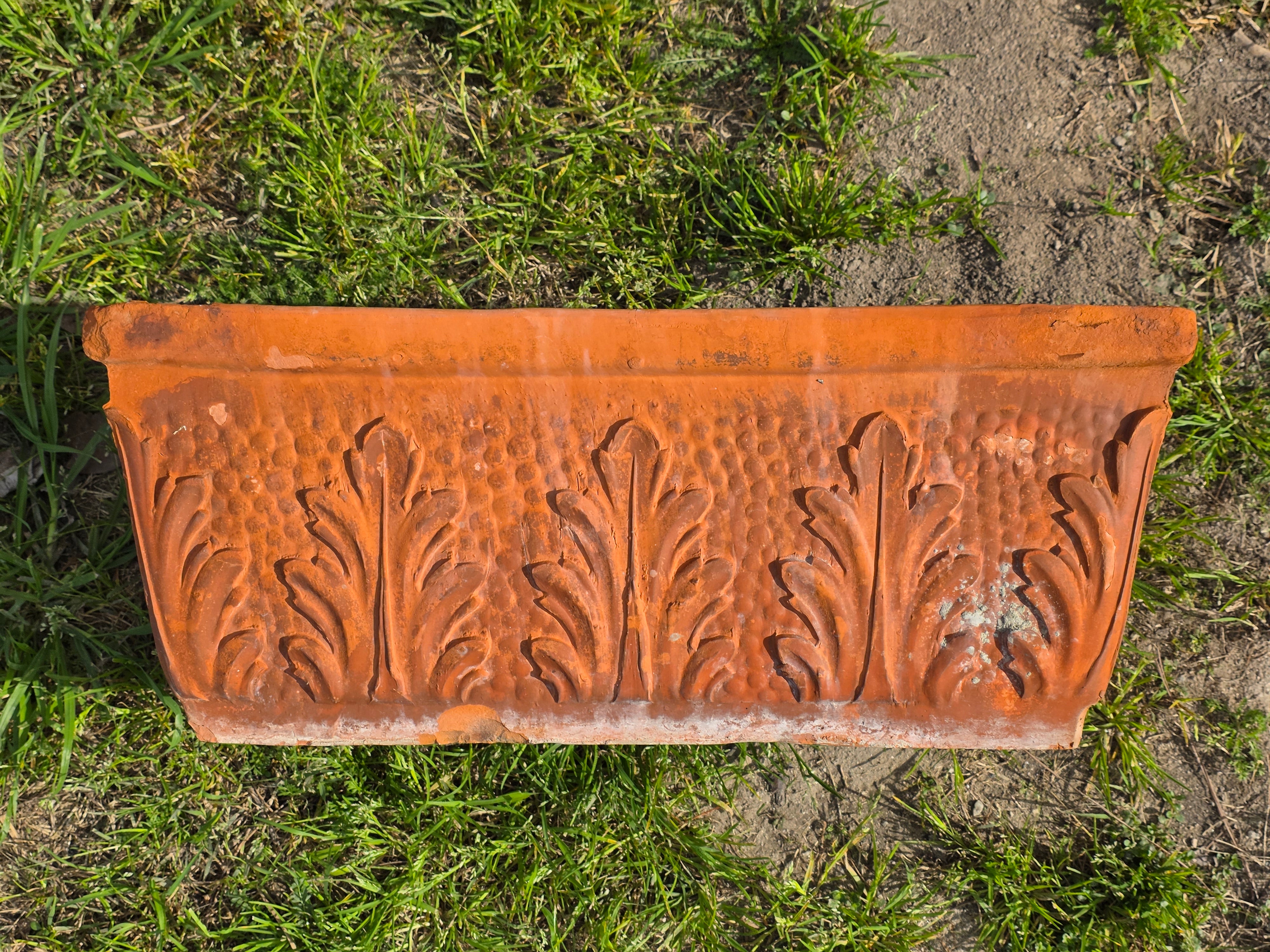 Large Vintage Italian-Style Acanthus Leaf Relief Terracotta Garden Planter 24.5"